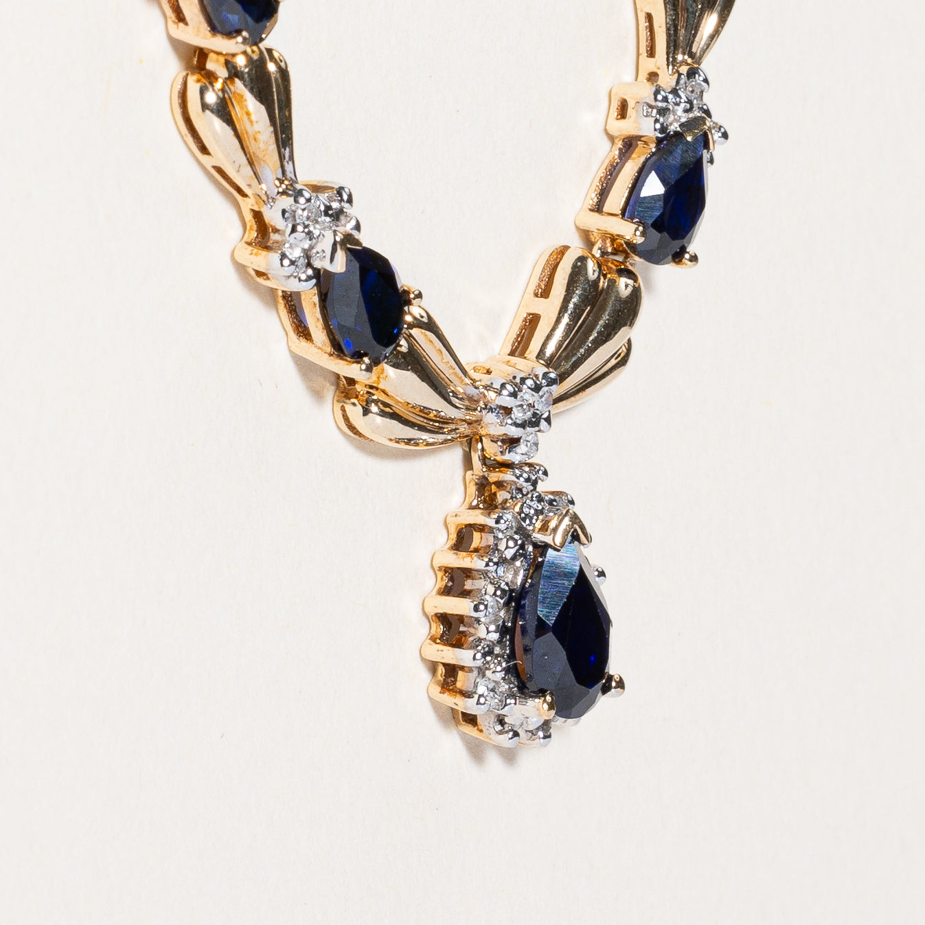 Synthetic Sapphire & Natural Diamond Necklace | 2.50ctw, 0.04ctw | 18" |
