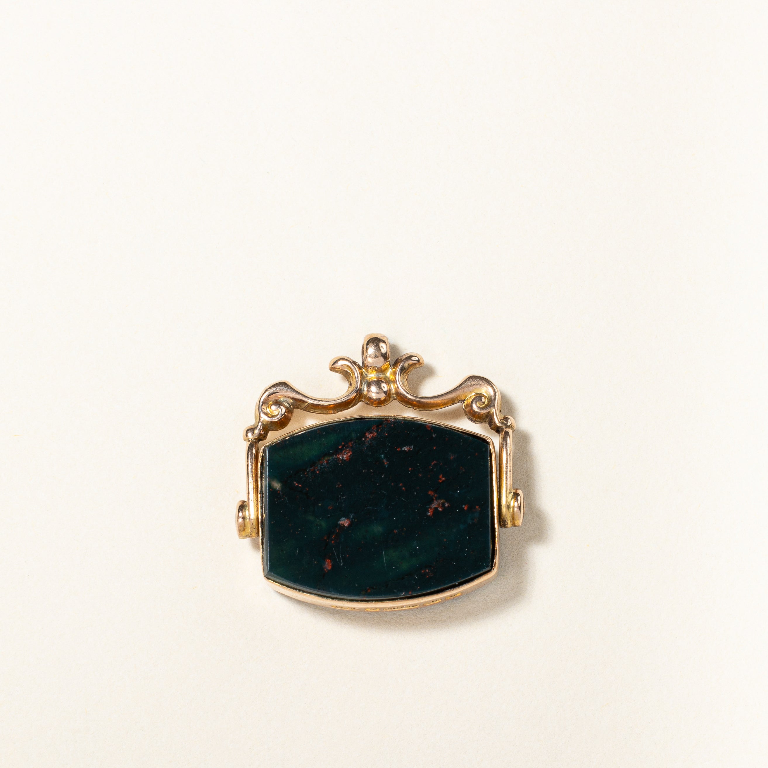 1923 Birmingham Bloodstone & Carnelian Swivel Pendant | 12.50ctw |