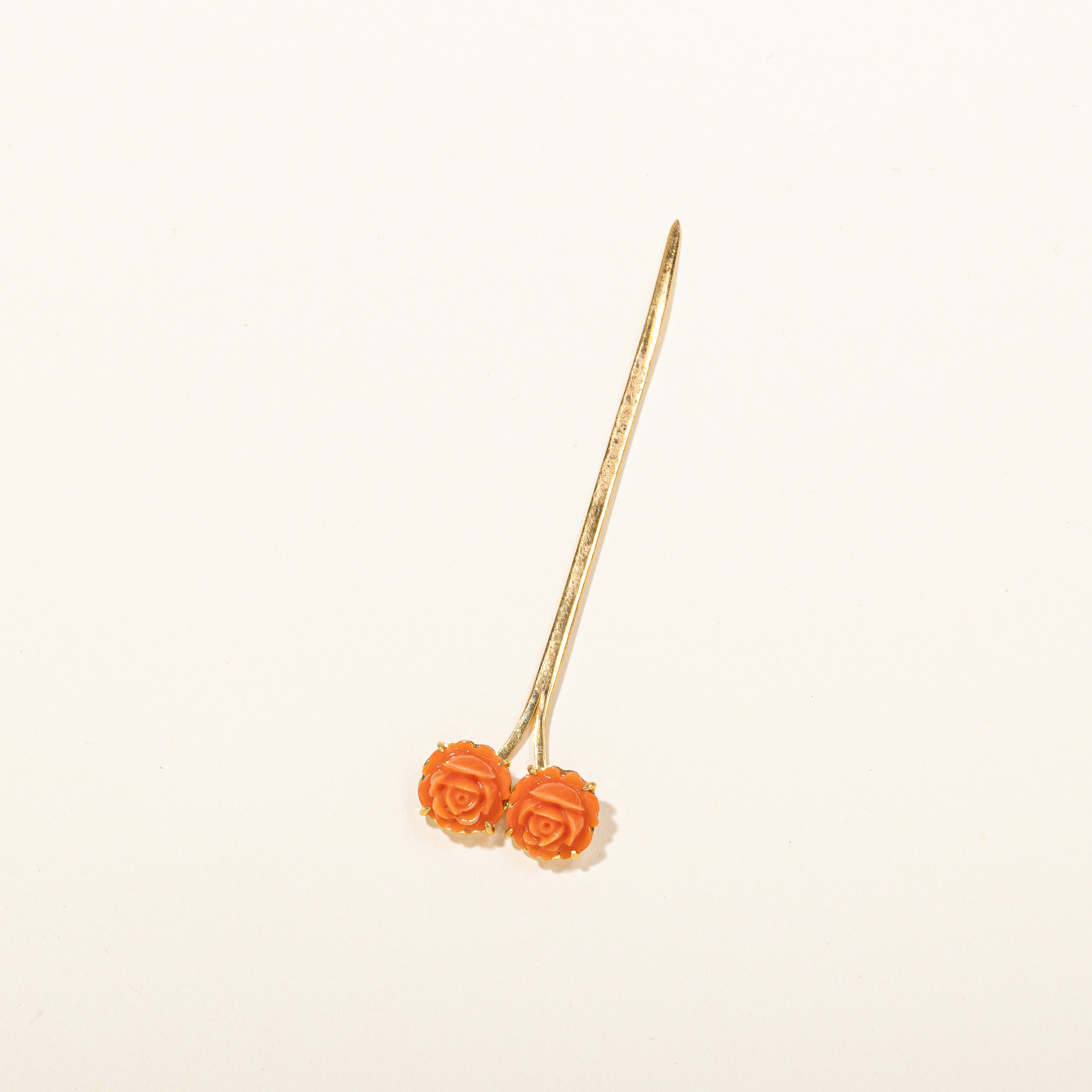 Vintage Coral Rose Hair Pin 21k | 4ctw |