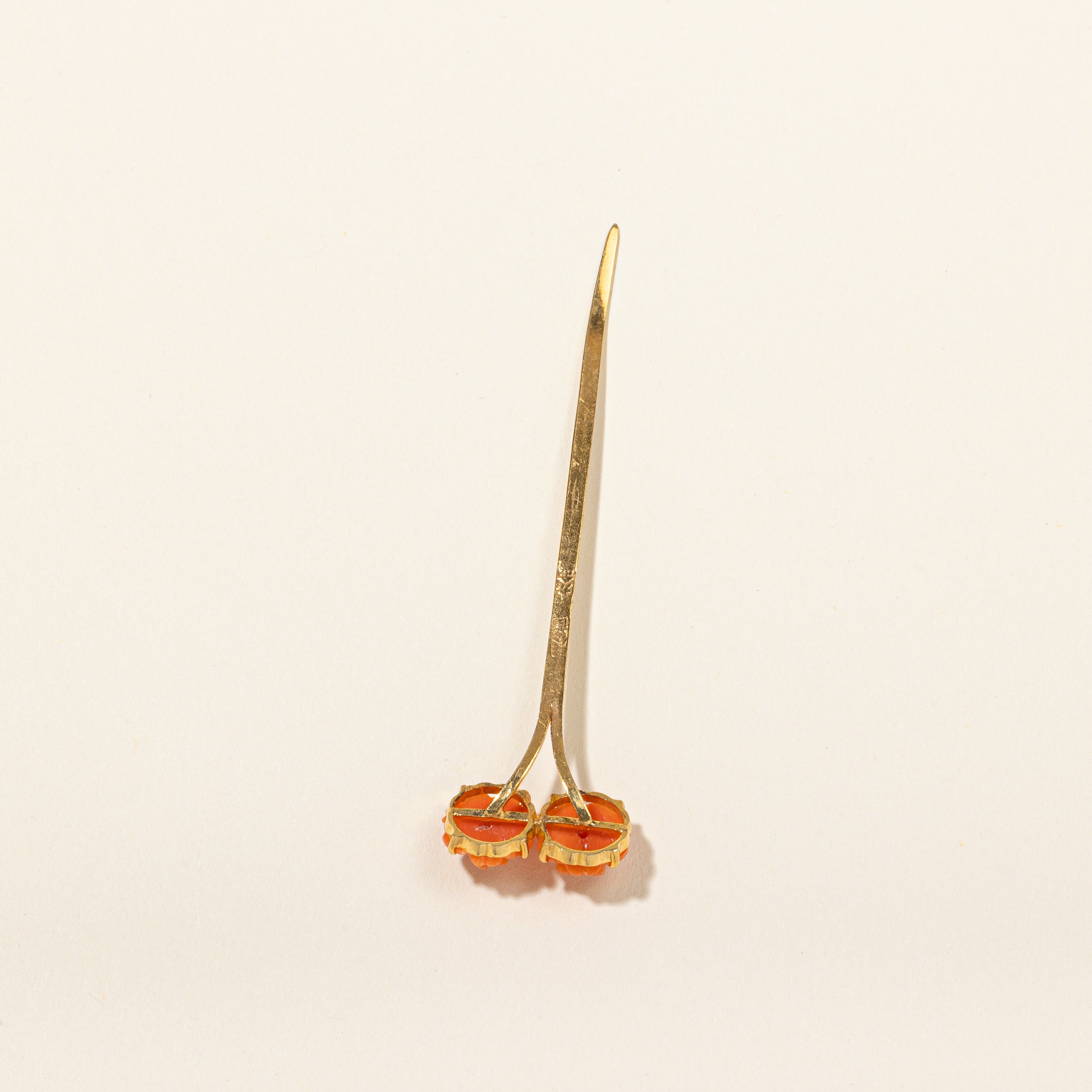 Vintage Coral Rose Hair Pin 21k | 4ctw |