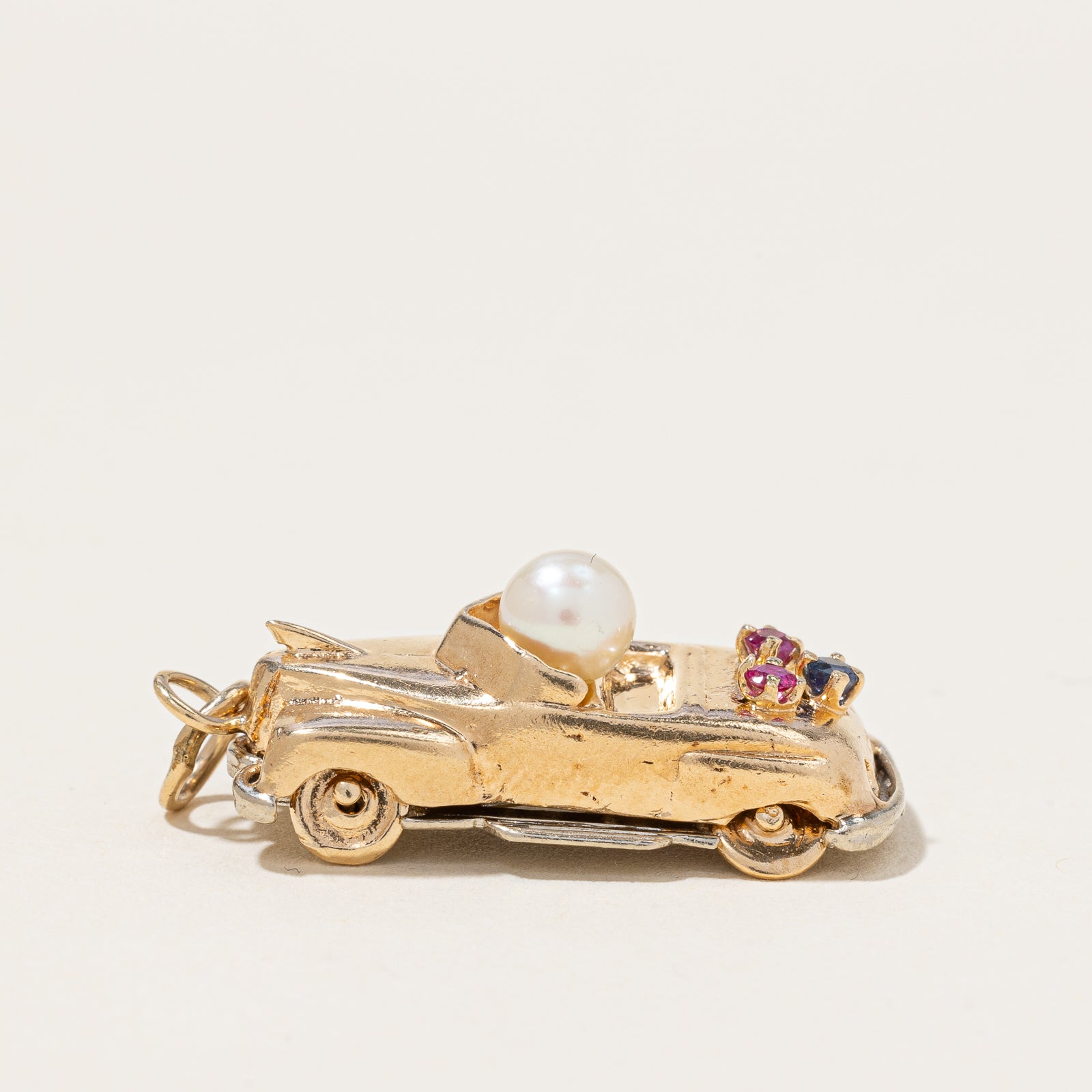Multi Gem Two Tone Car Pendant | 1.20ctw |