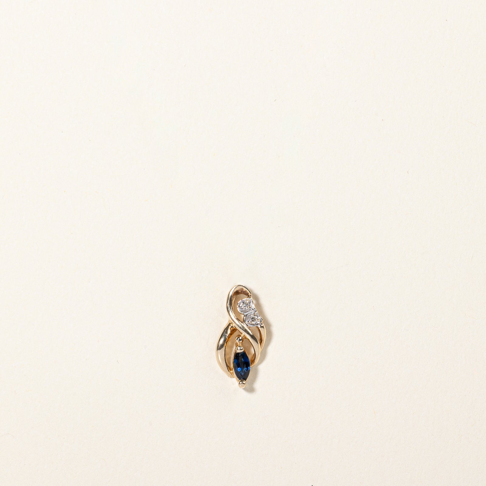 10K Yellow Gold Sapphire and Diamond Pendant | 0.158ct, 0.01ctw