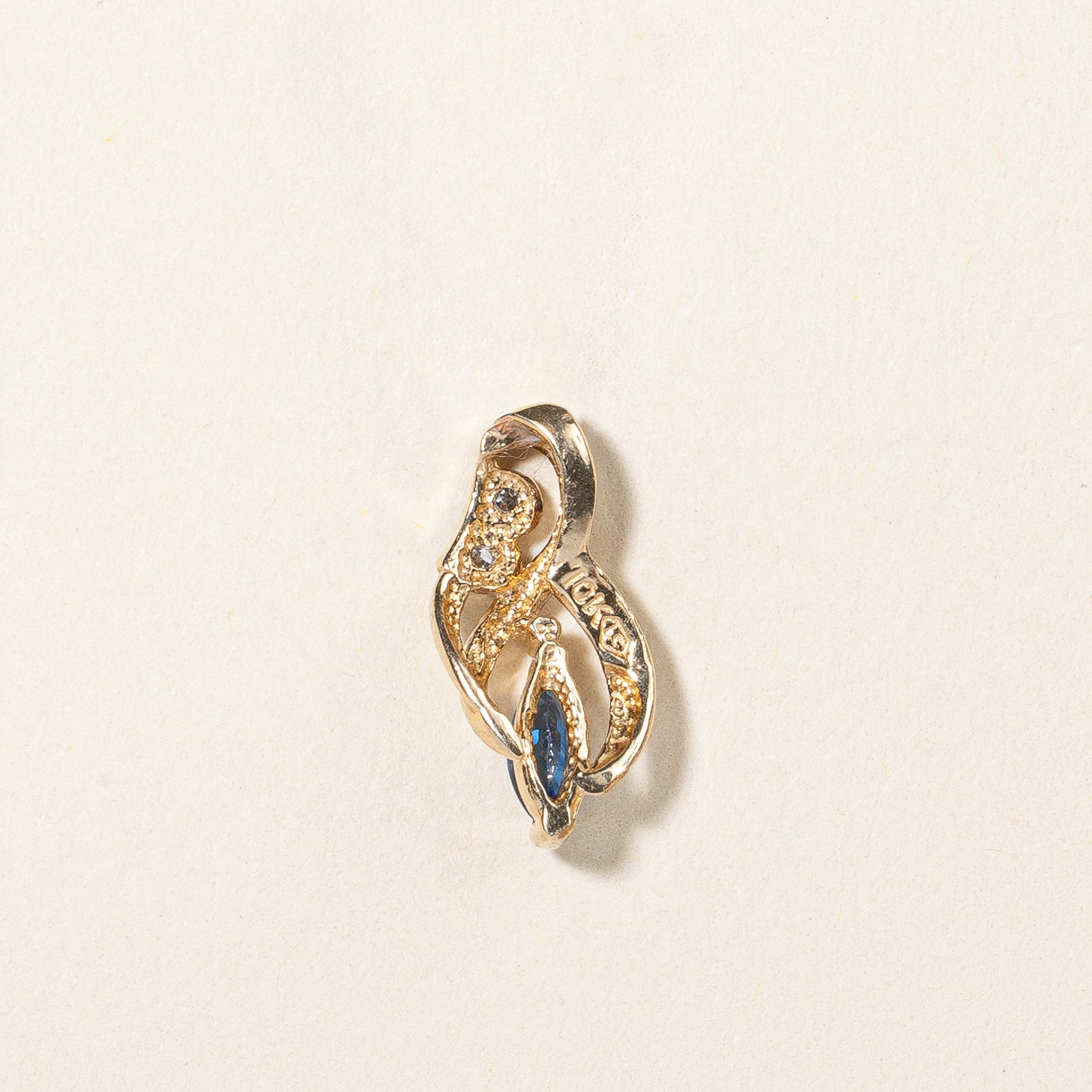 10K Yellow Gold Sapphire and Diamond Pendant | 0.158ct, 0.01ctw