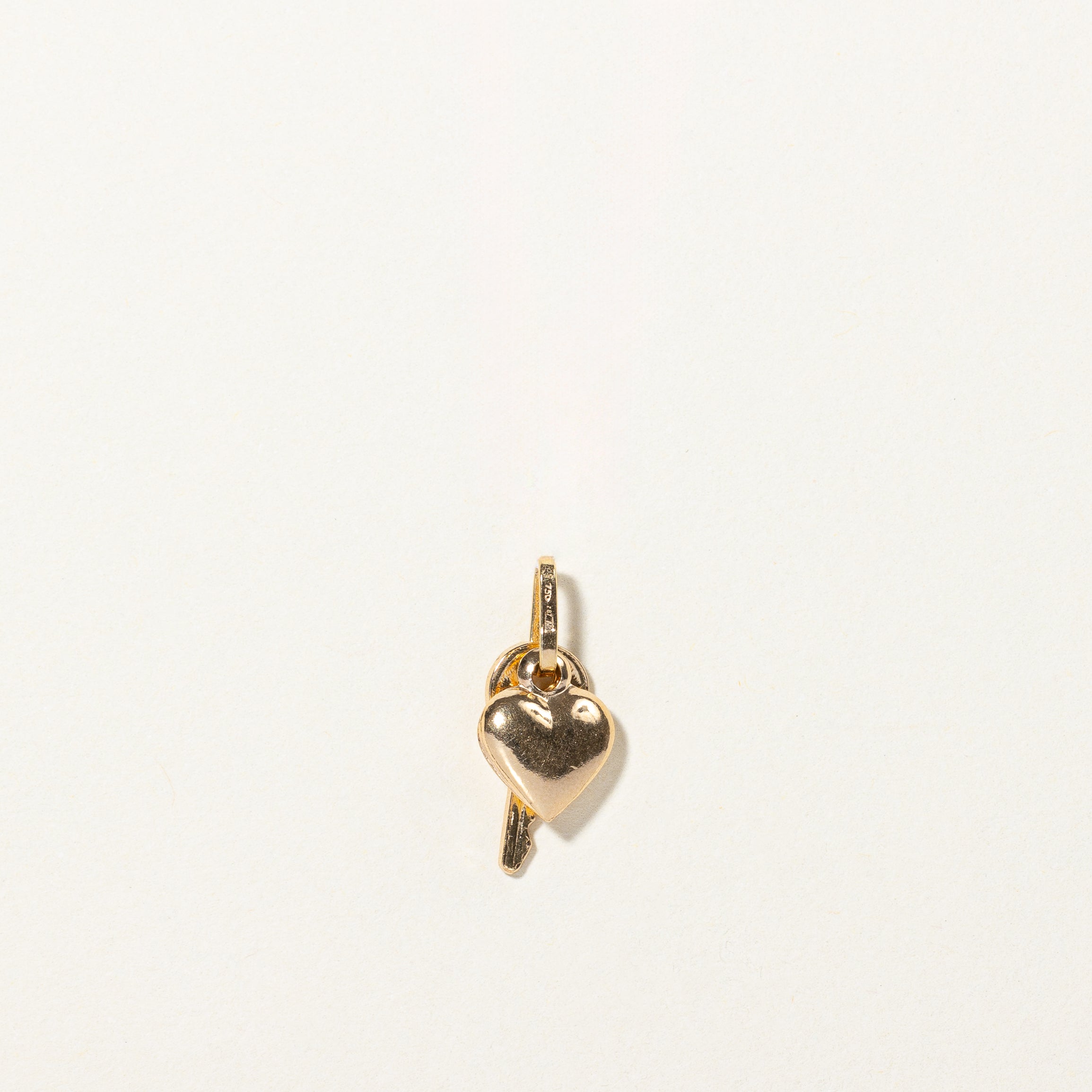 18k Yellow Gold Heart & Key Charm