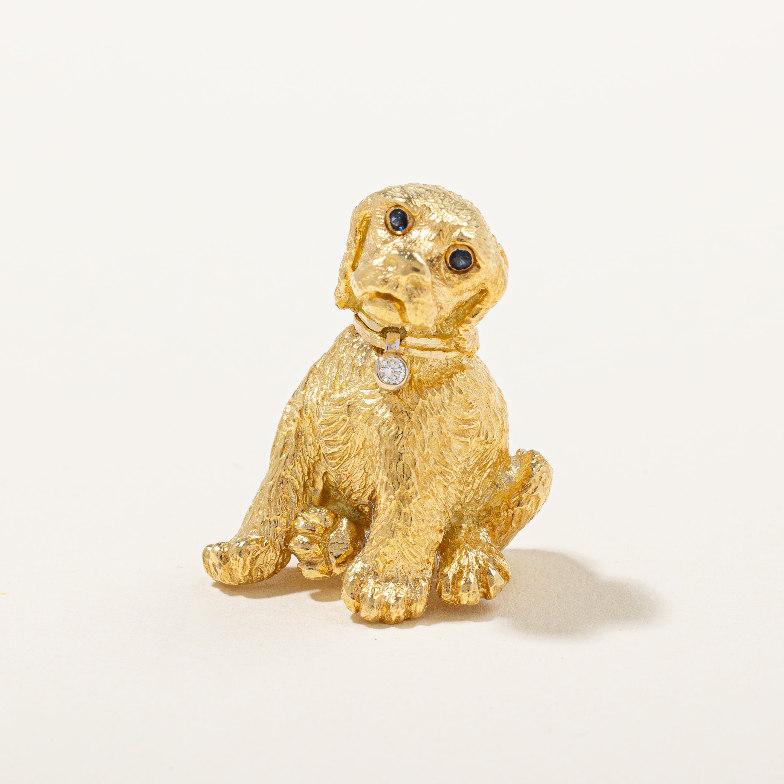 'Tiffany & Co' 1991 Germany Sapphire & Diamond Dog Pin | 0.02ctw, 0.01ct |