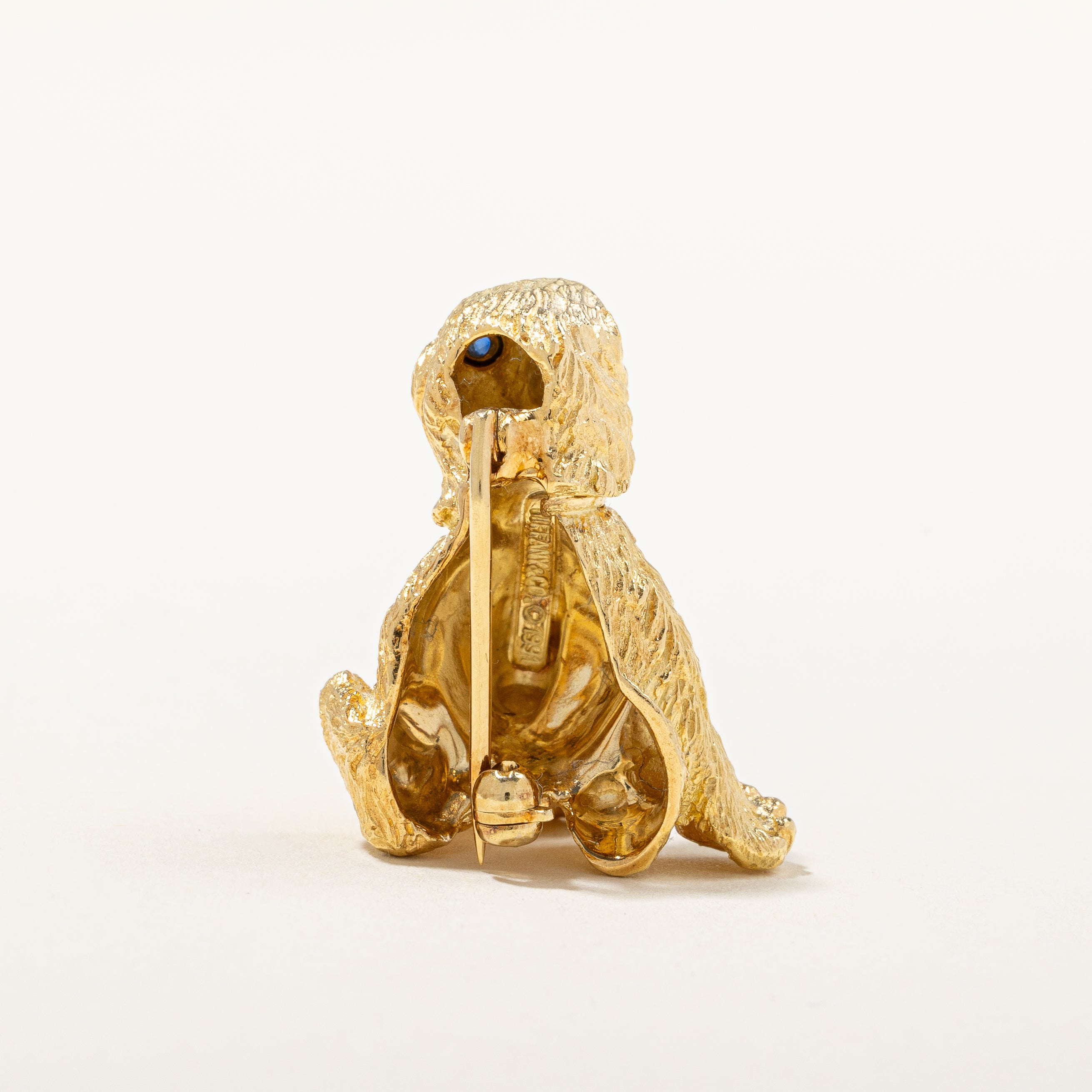 'Tiffany & Co' 1991 Germany Sapphire & Diamond Dog Pin | 0.02ctw, 0.01ct |