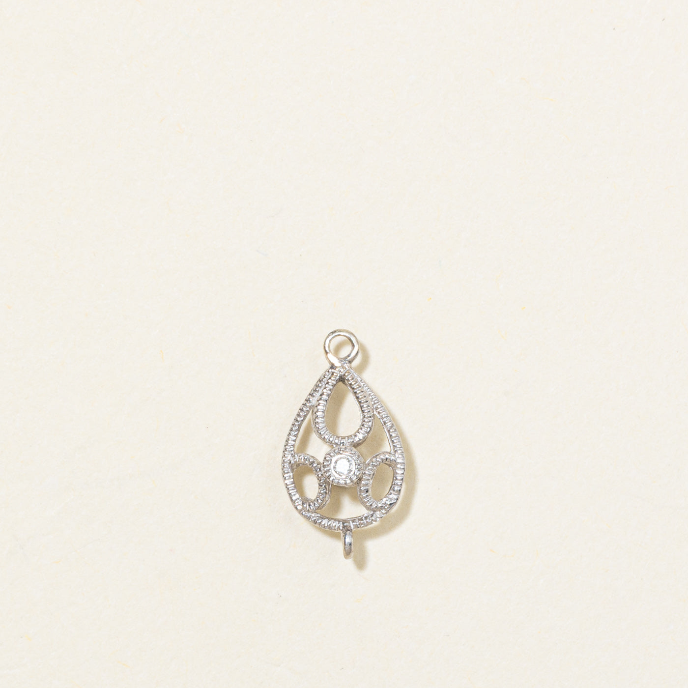 14K Diamond Ornate Pear Shaped Pendant