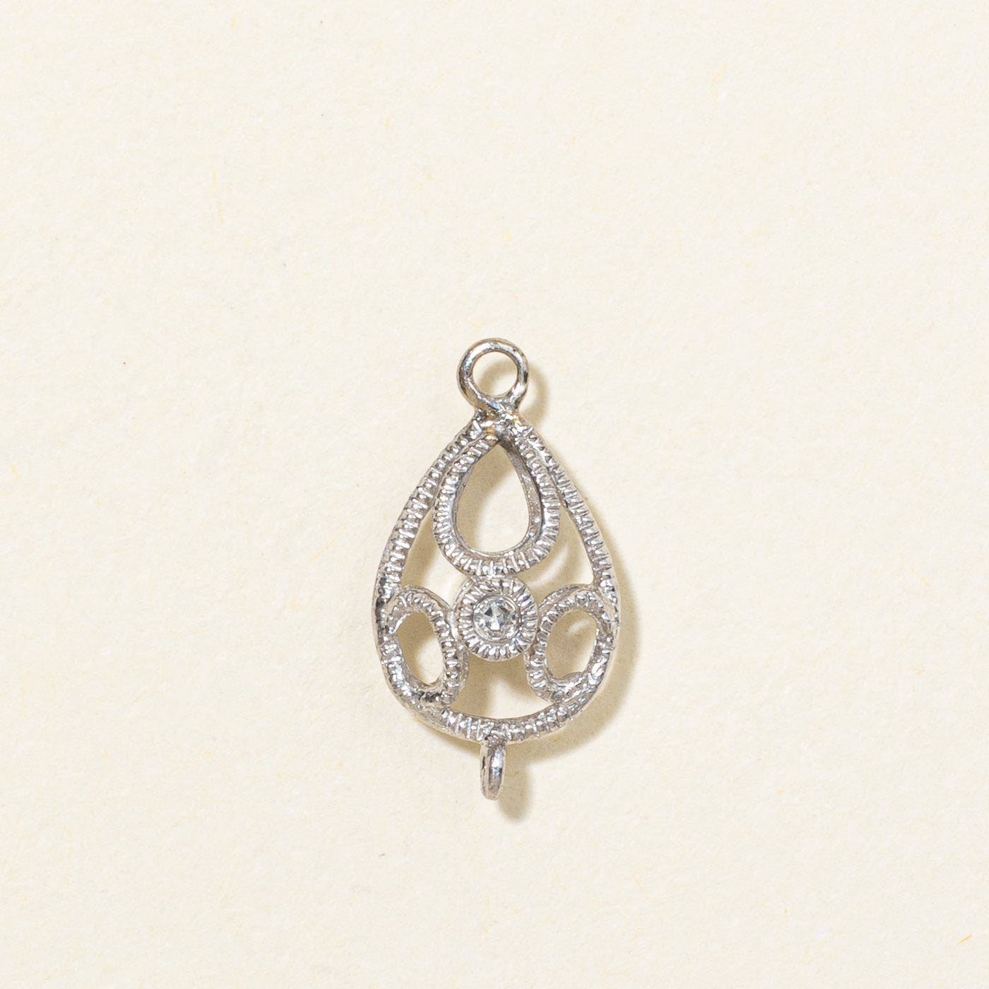 14K Diamond Ornate Pear Shaped Pendant