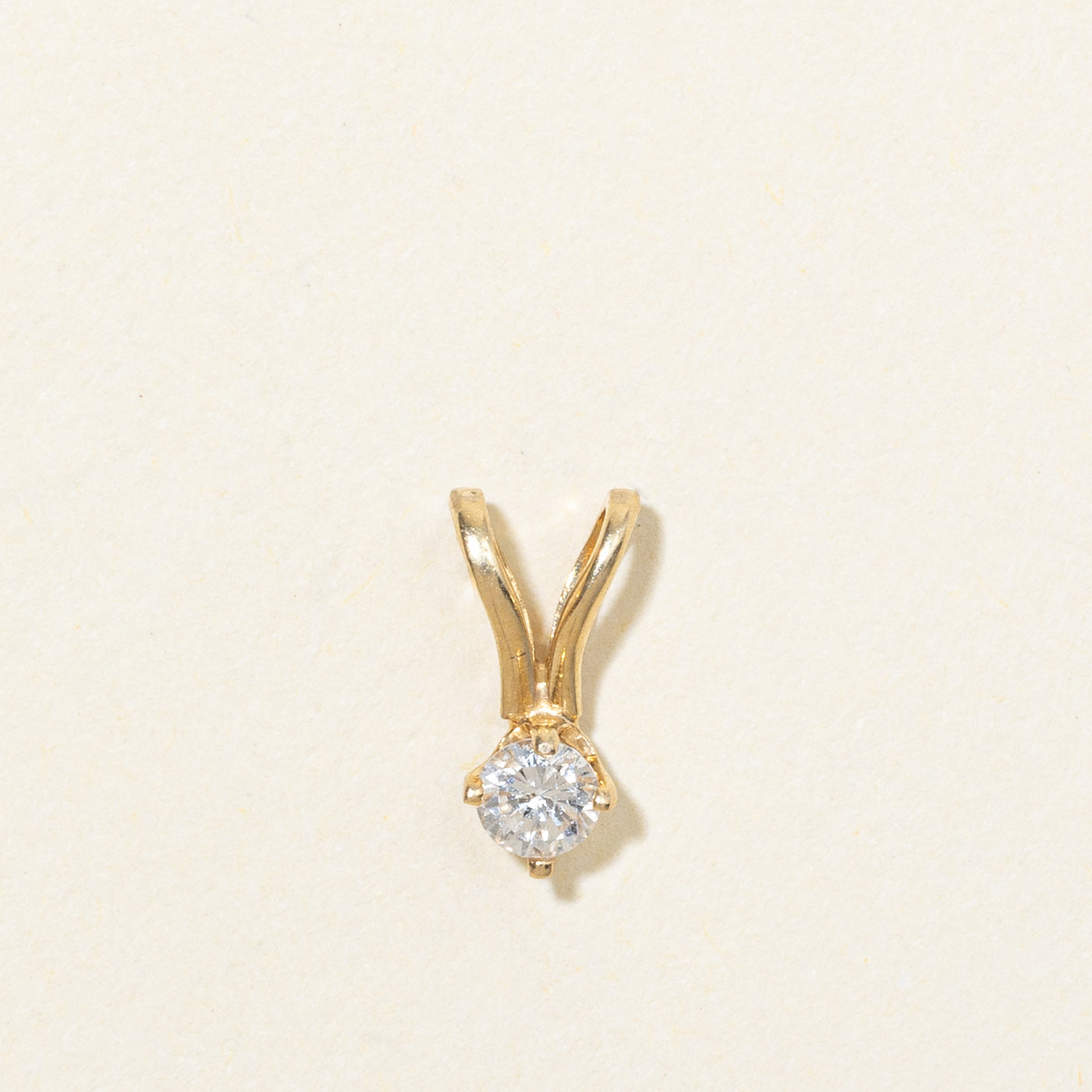 14K Solitaire Diamond Pendant