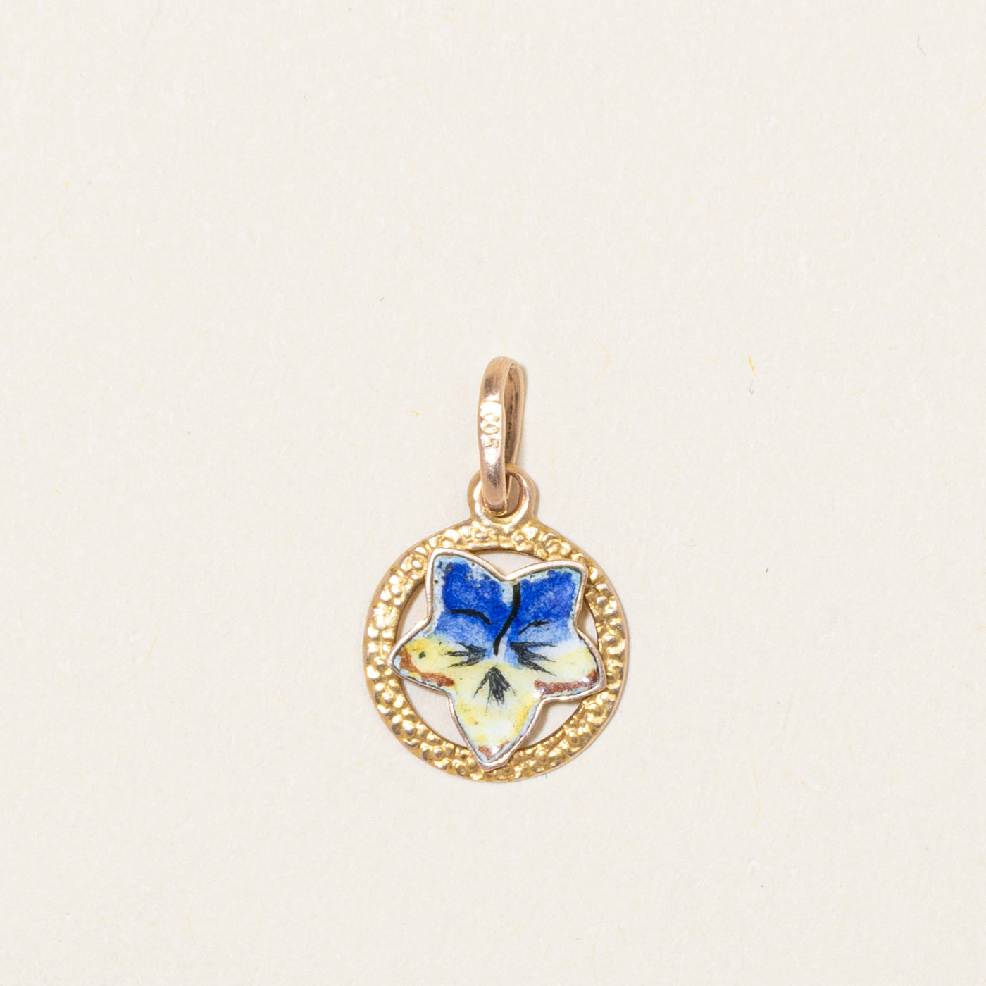 12k Yellow Gold Enamel Pansy Flower Charm