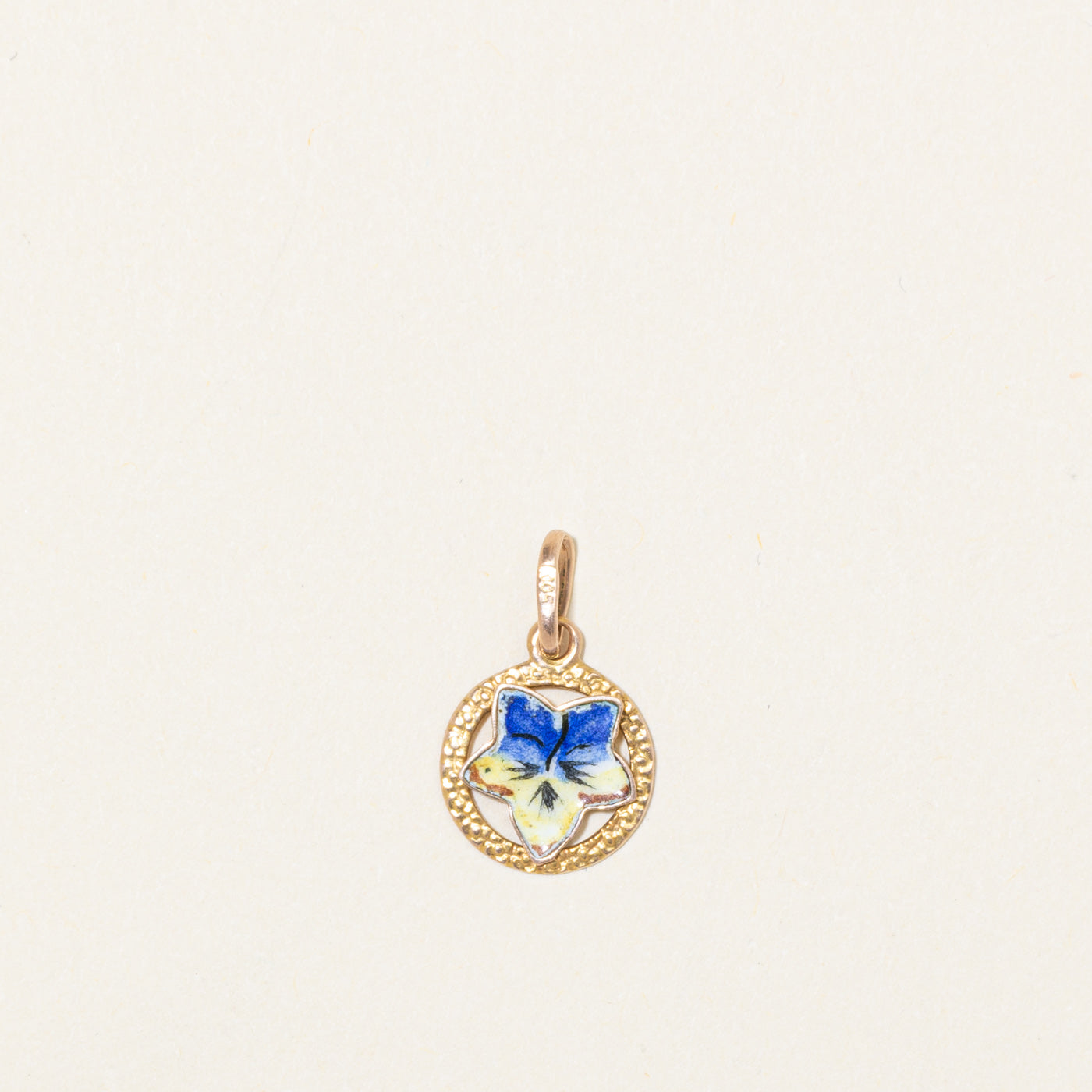 12k Yellow Gold Enamel Pansy Flower Charm
