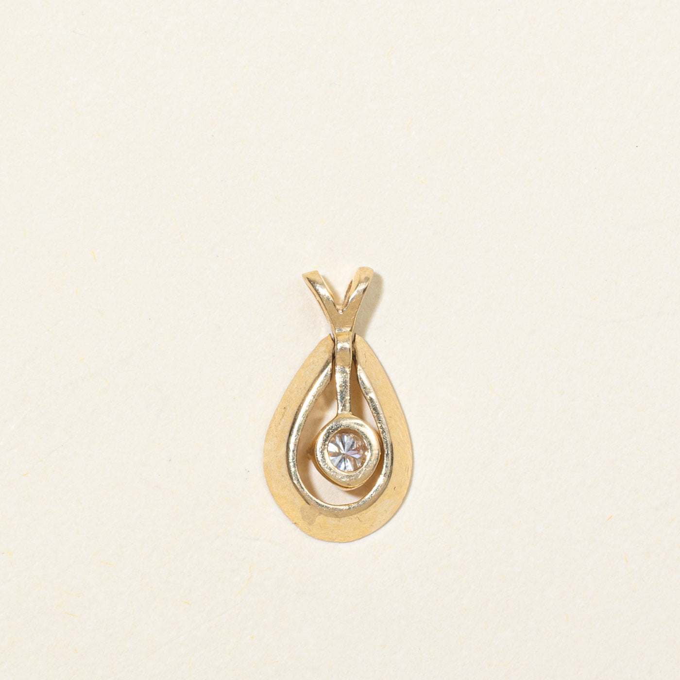 14K Dangling Diamond Pear Shaped Pendant