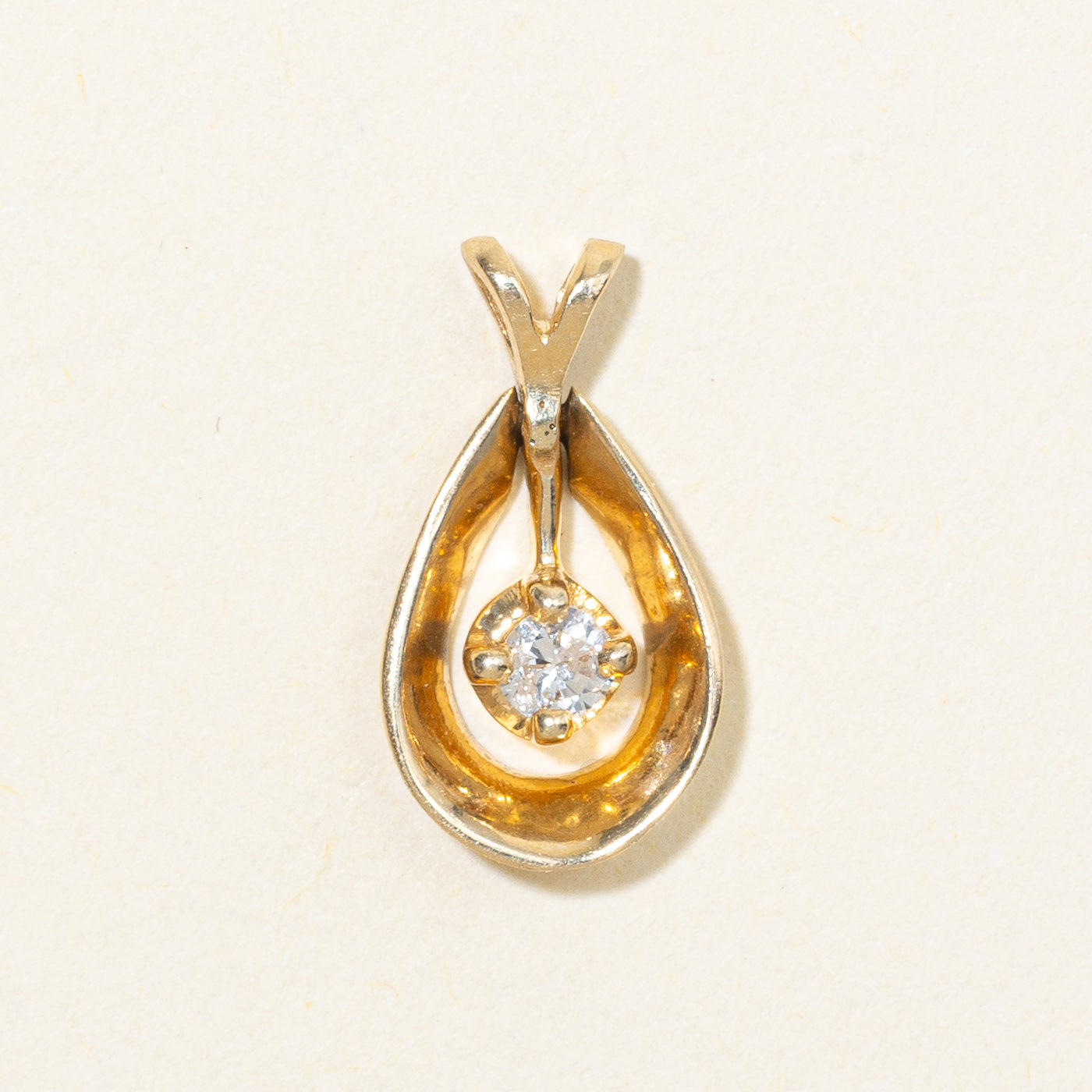 14K Dangling Diamond Pear Shaped Pendant