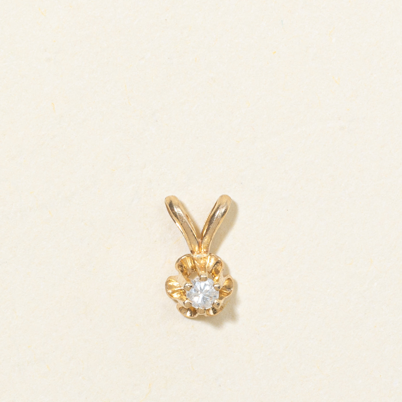 14K Solitaire Belcher Set Diamond Pendant