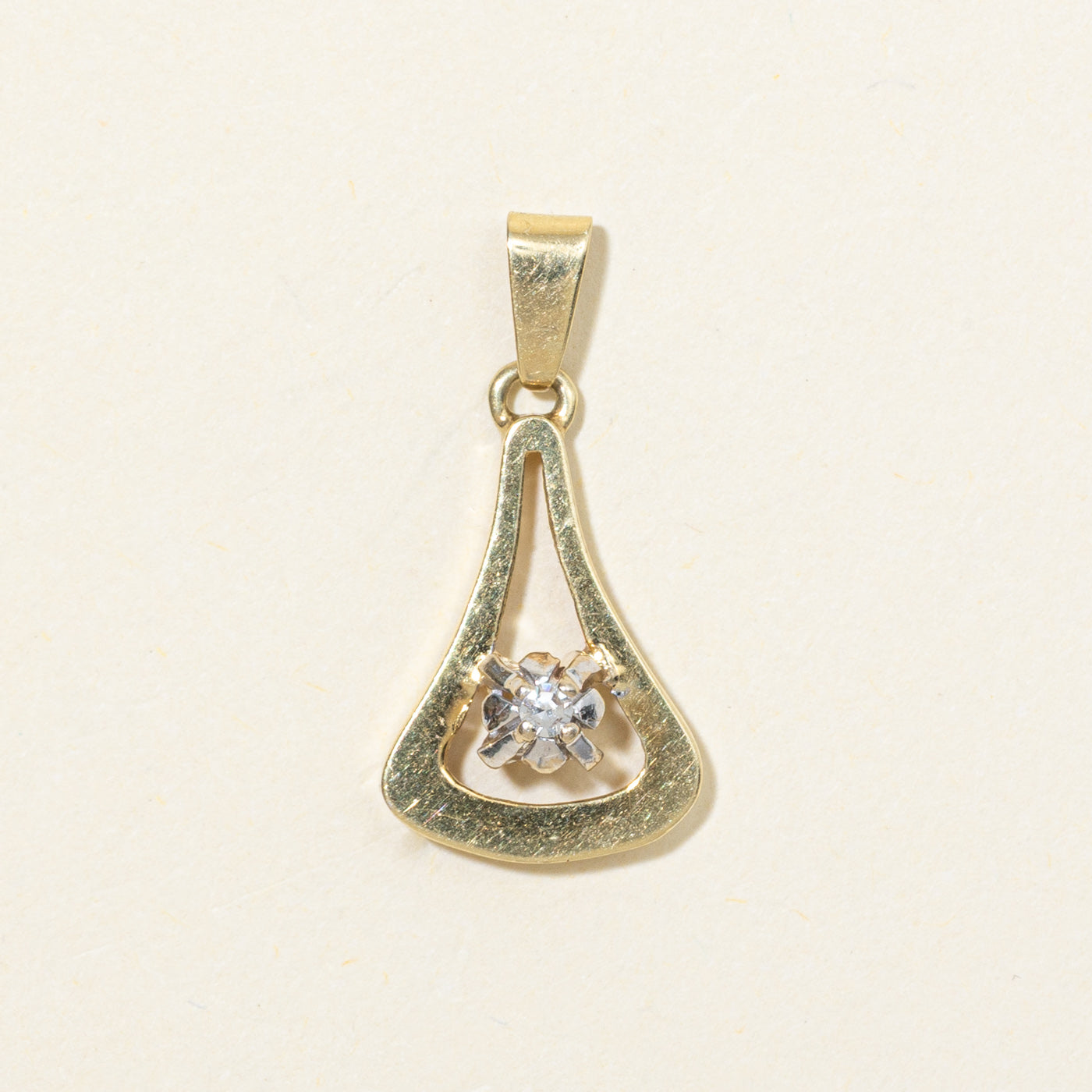 14K Diamond Triangle Drop Pendant