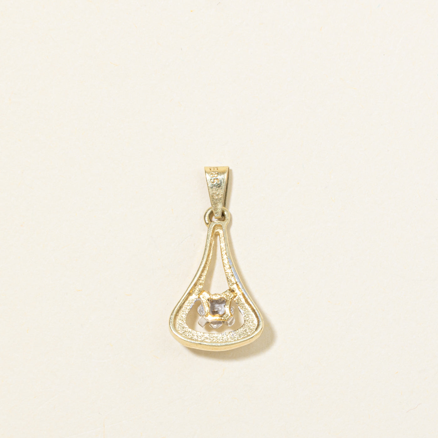14K Diamond Triangle Drop Pendant