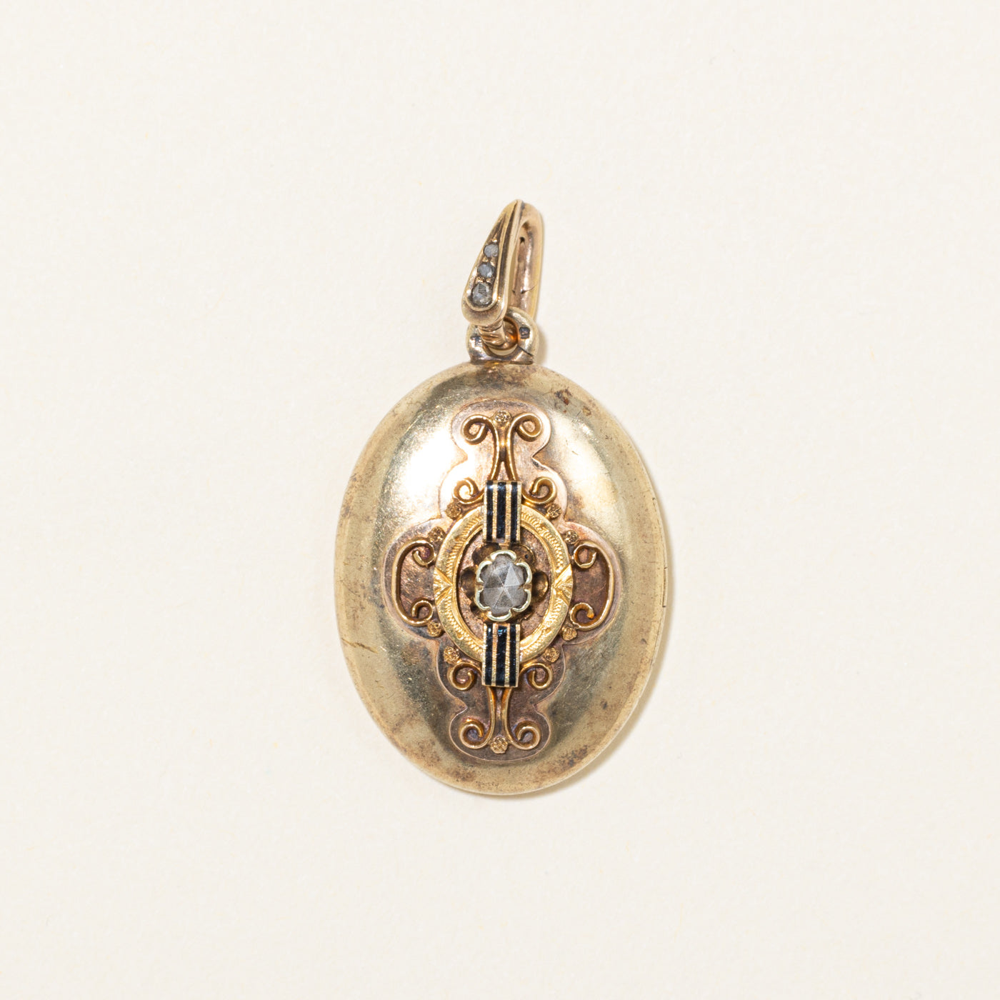 Victorian Vienna Diamond Scrollwork Hurdy Gurdy Locket | 0.12ctw
