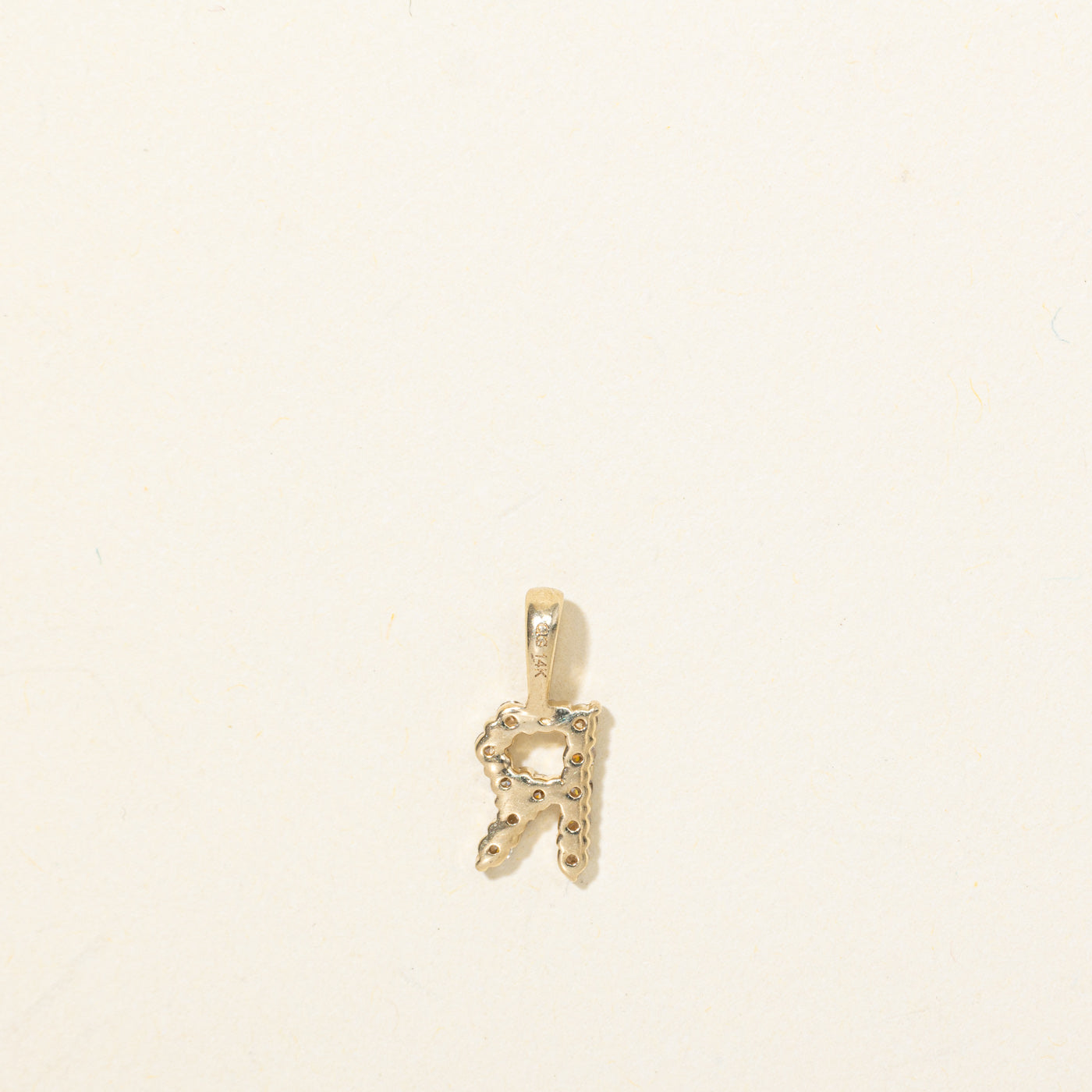 14K Pavé Set Diamond "R" Initial Pendant