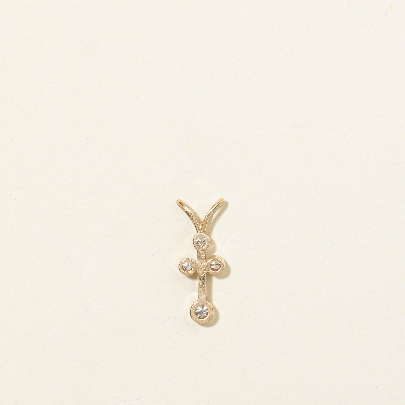 14K Bezel Set Diamond Cross Pendant