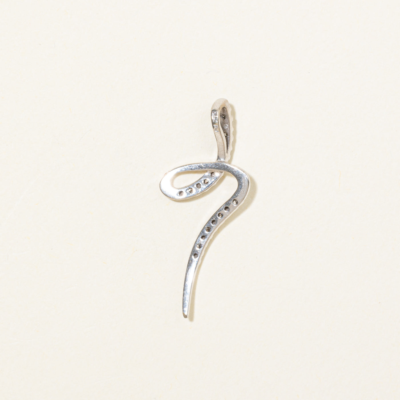 10K Diamond Swirl Drop Pendant