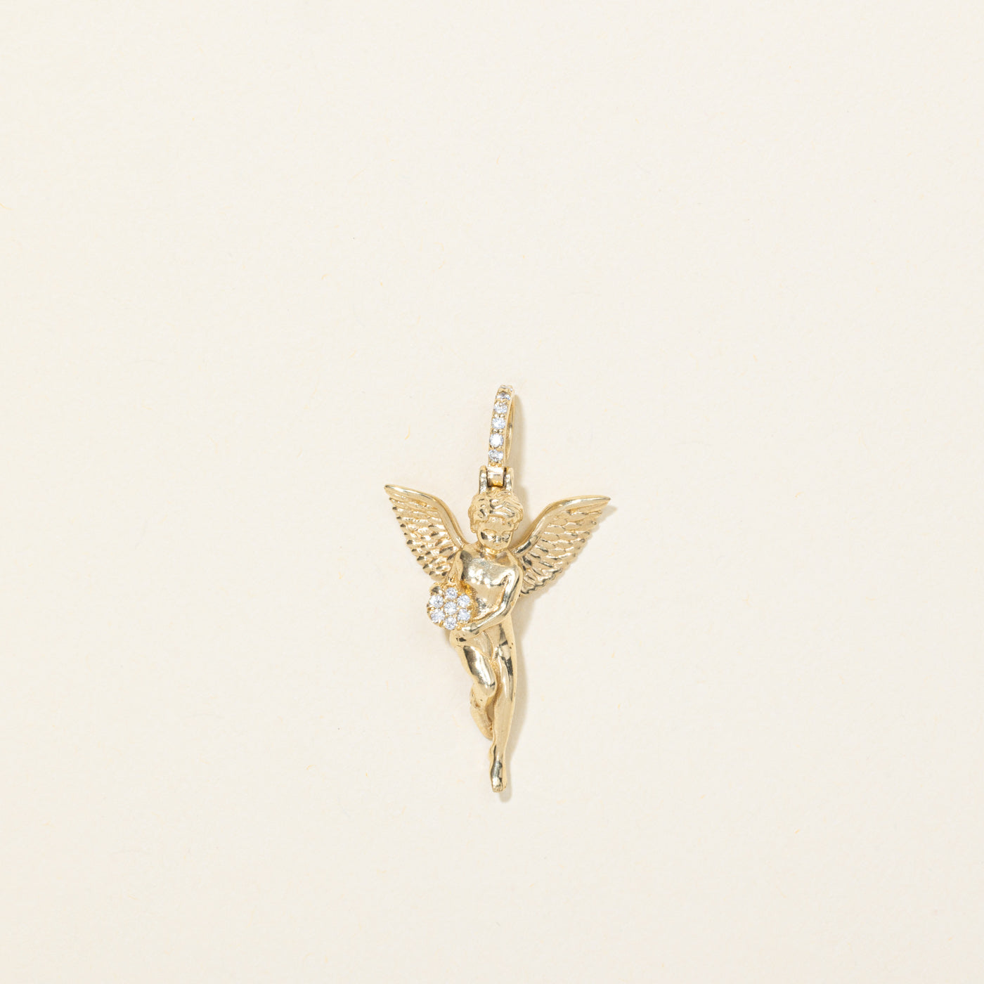 Pendentif ange en or 14 carats et diamants