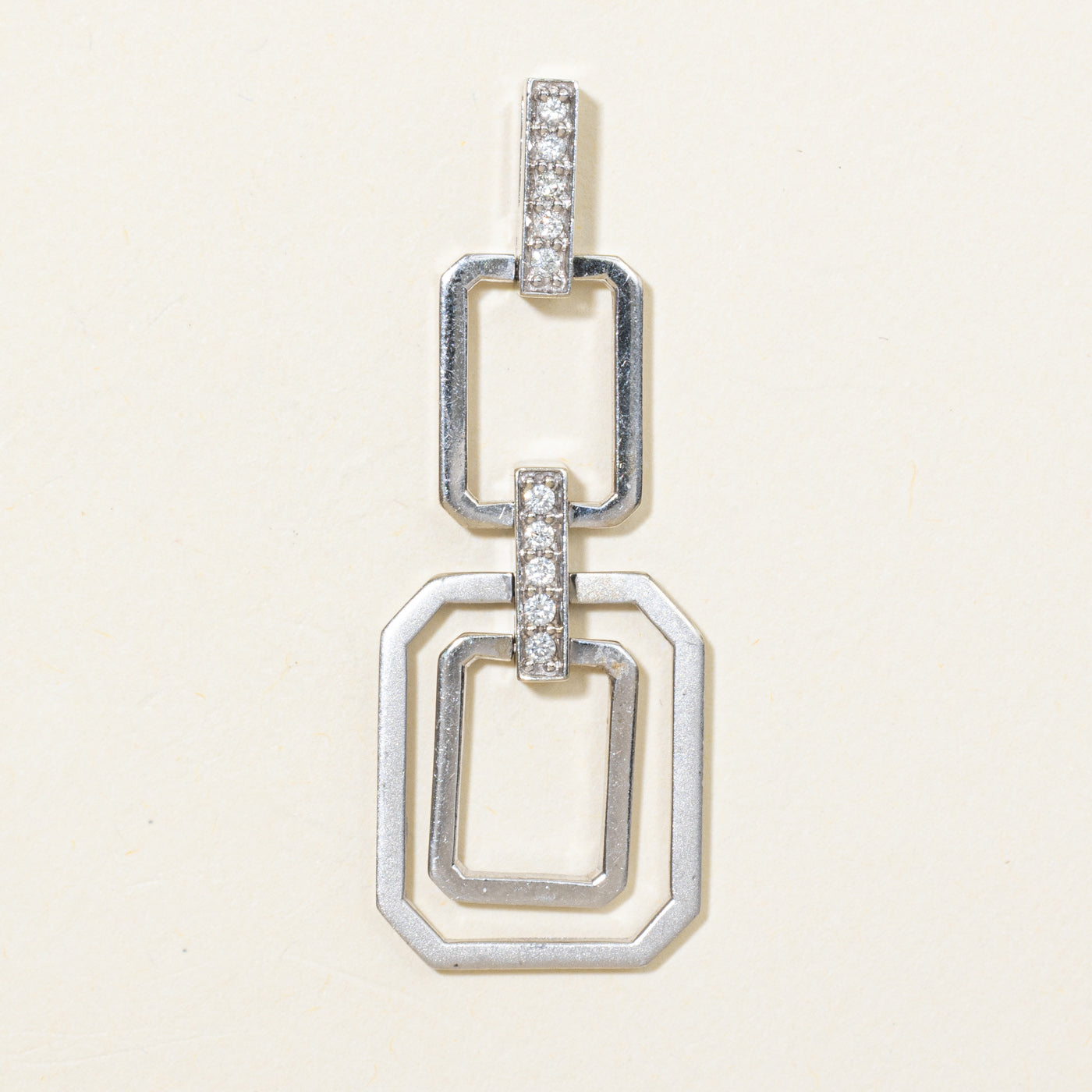 10K Diamond Layered Geometric Drop Pendant