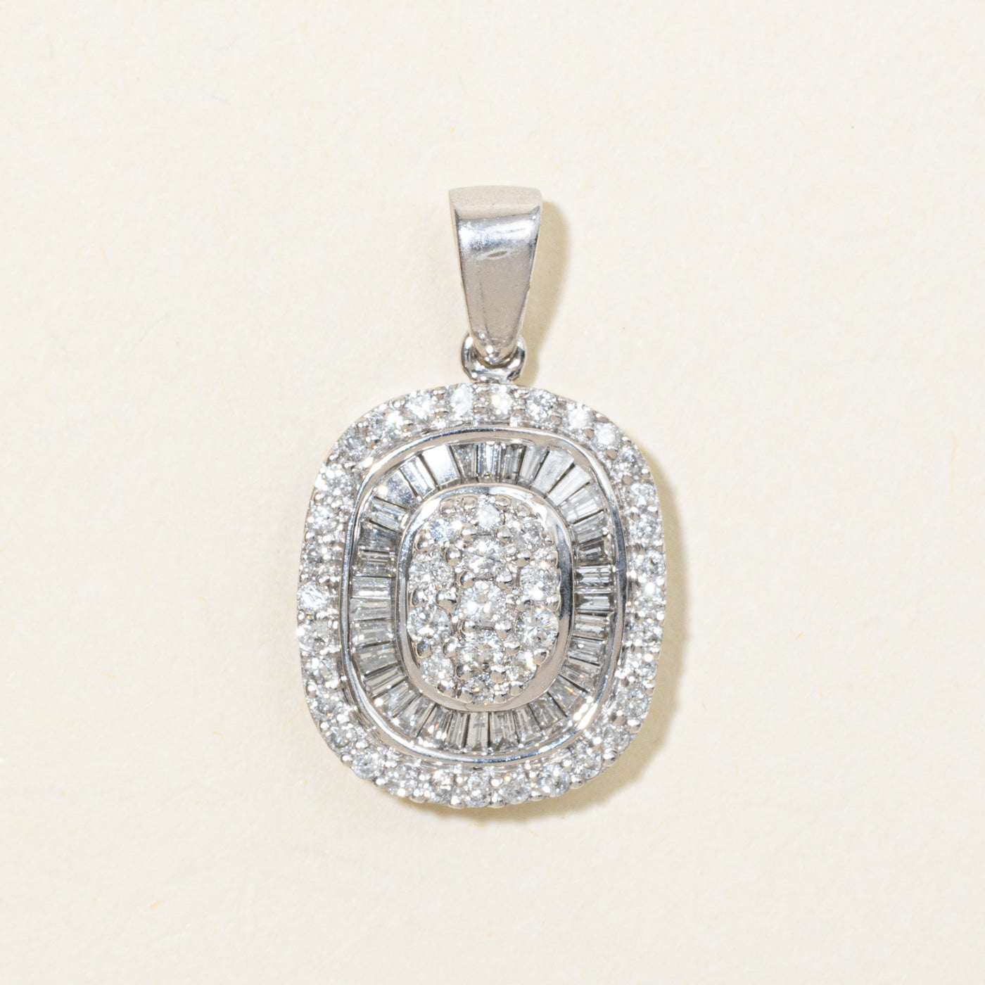 14K Diamond Oval Cluster Halo Pendant