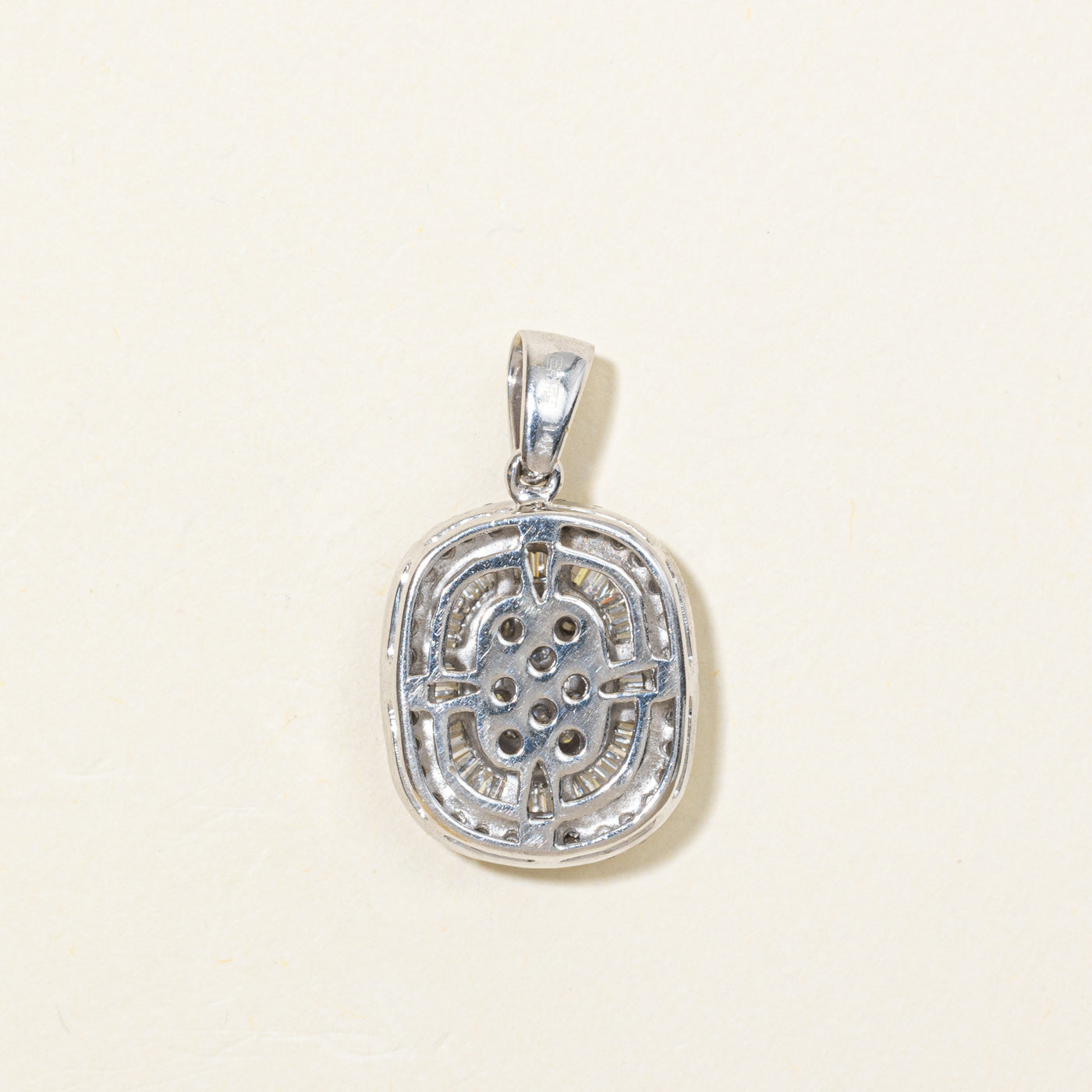 14K Diamond Oval Cluster Halo Pendant