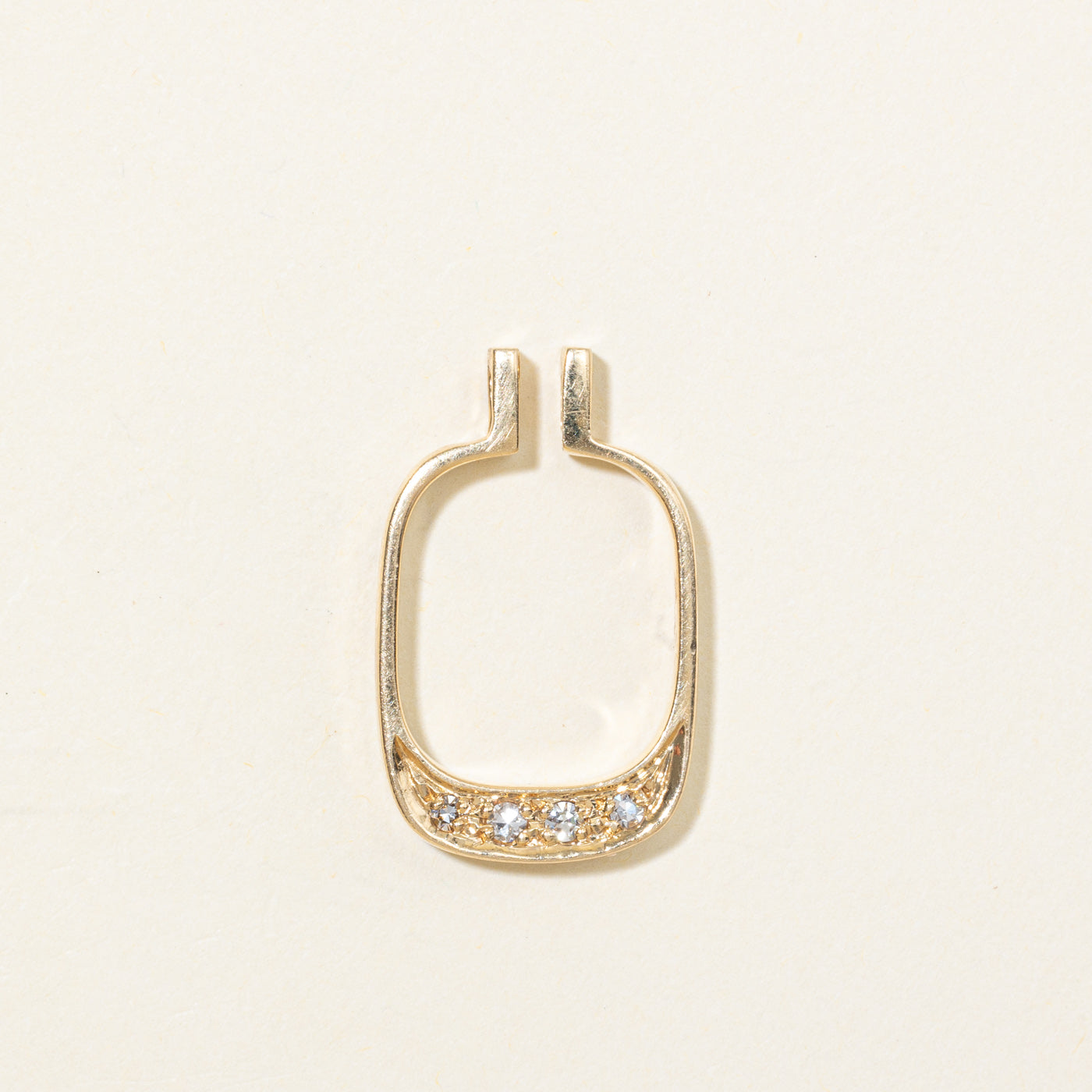 14K Diamond Open Rectangle Pendant