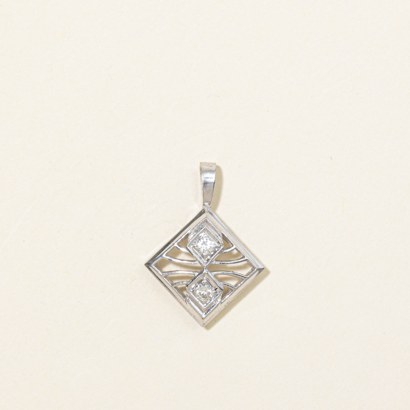 10K Diamond Geometric Pendant