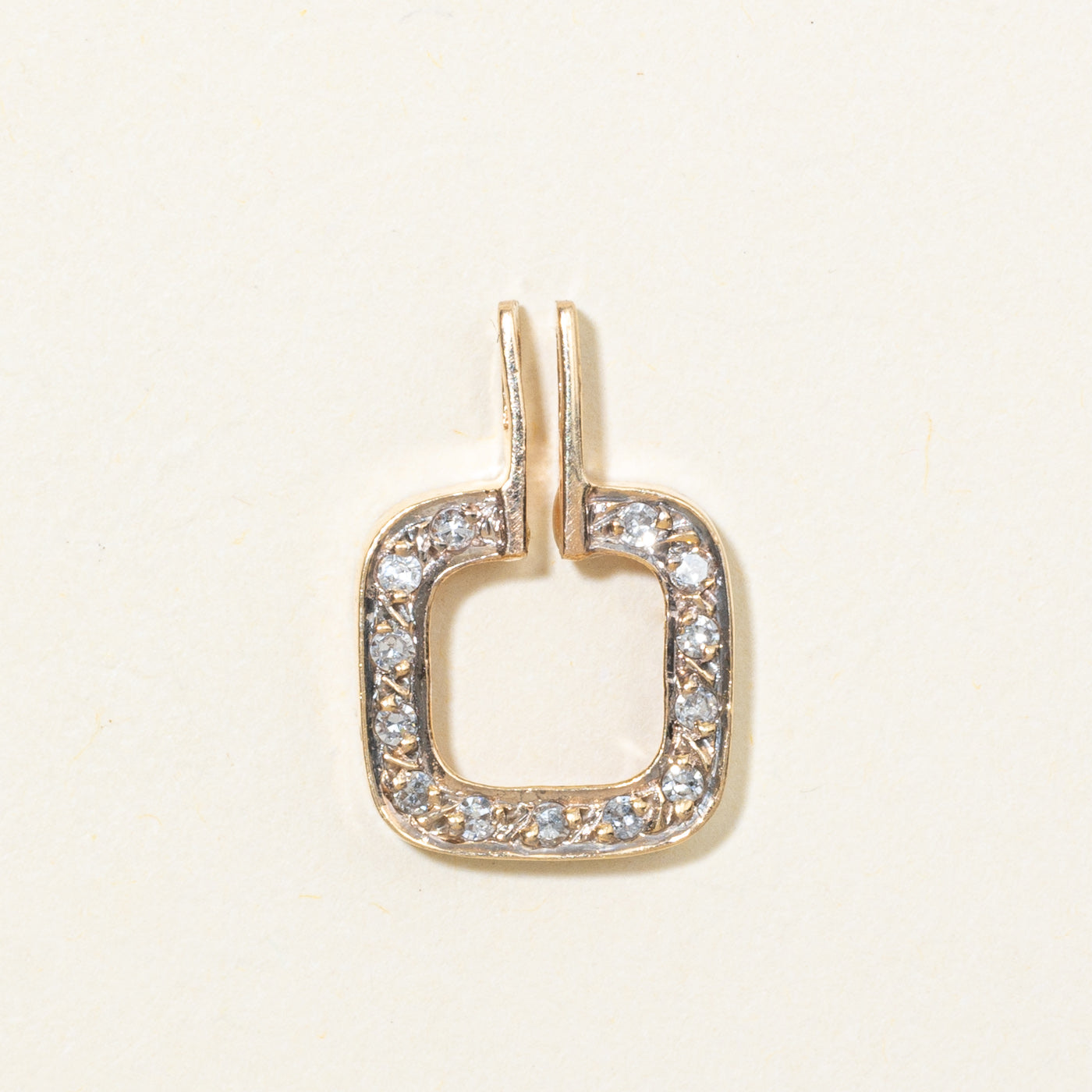 14K Pave Set Diamond Square Pendant