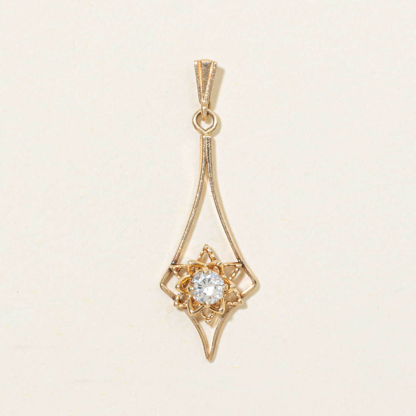 14K Diamond Star Geometric Drop Pendant