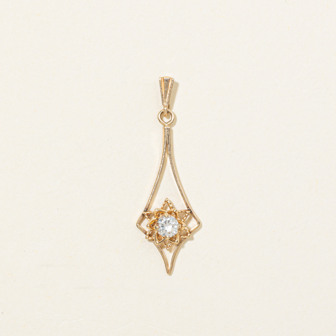 14K Diamond Star Geometric Drop Pendant