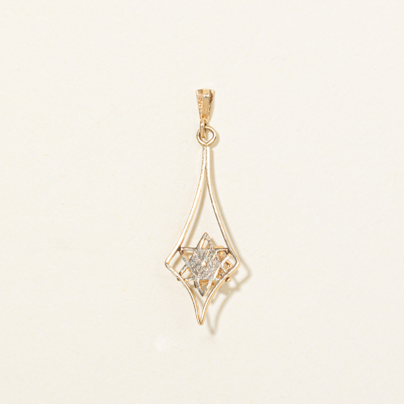 14K Diamond Star Geometric Drop Pendant