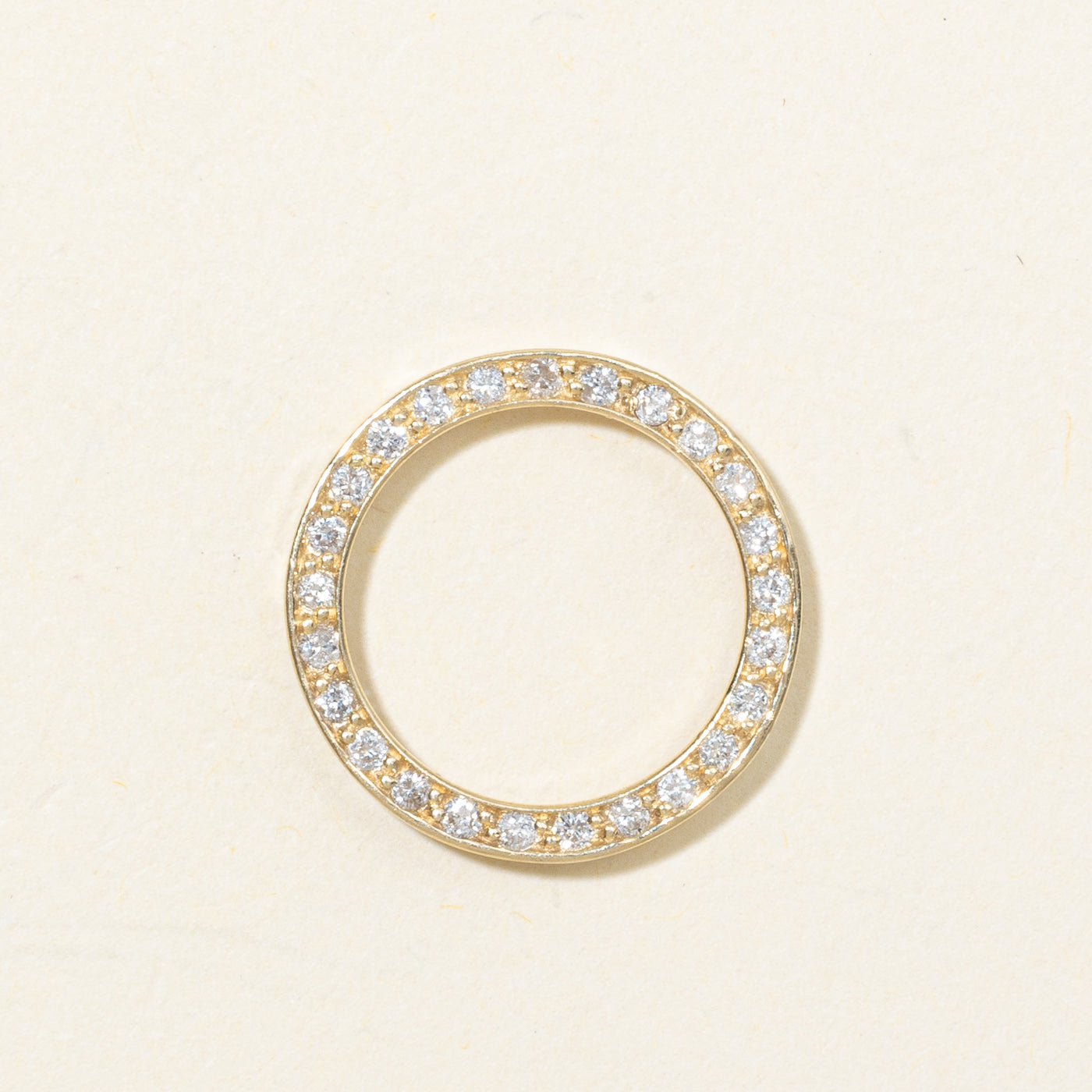 10K Pave Set Diamond Circle Pendant