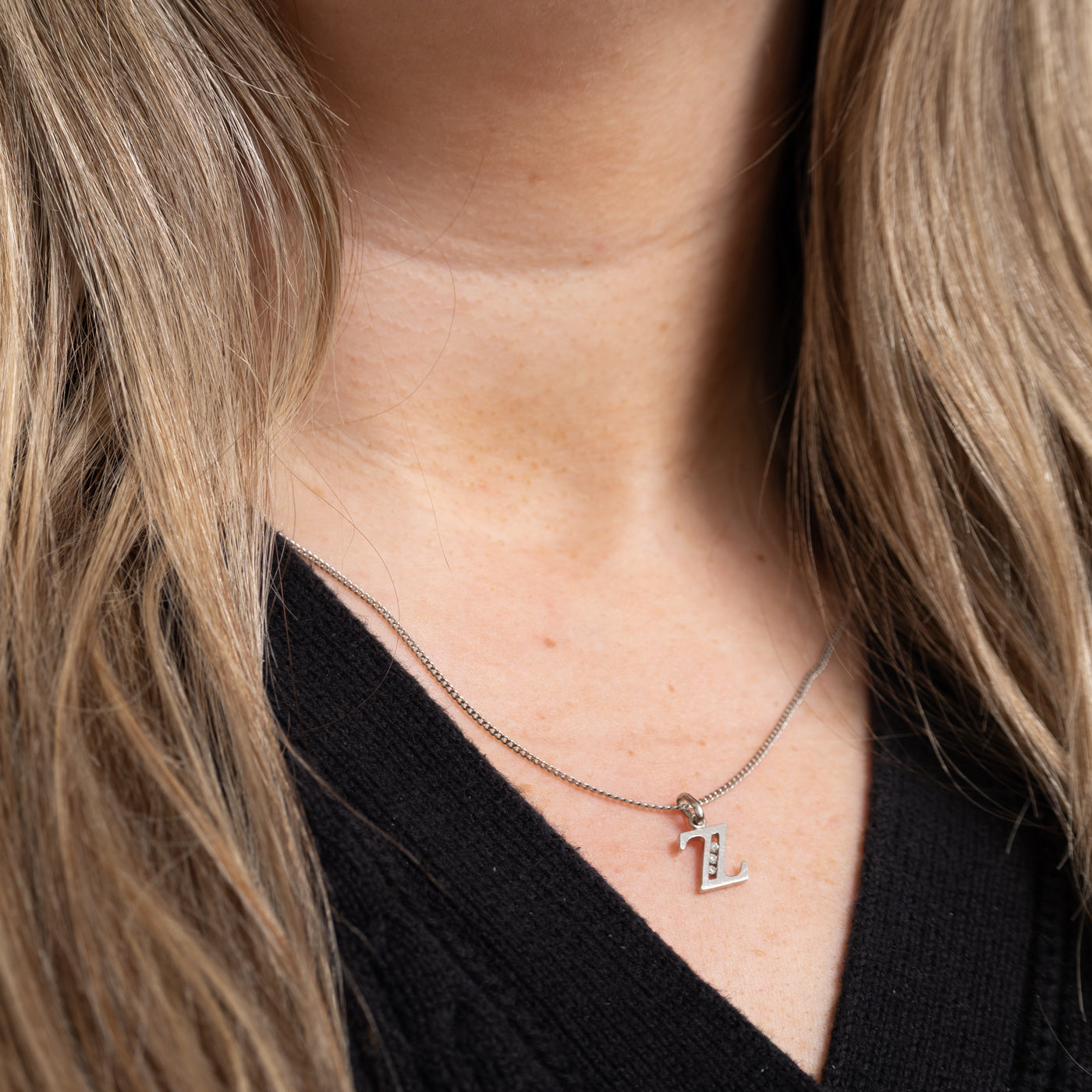 10K Diamond "Z" Initial Pendant