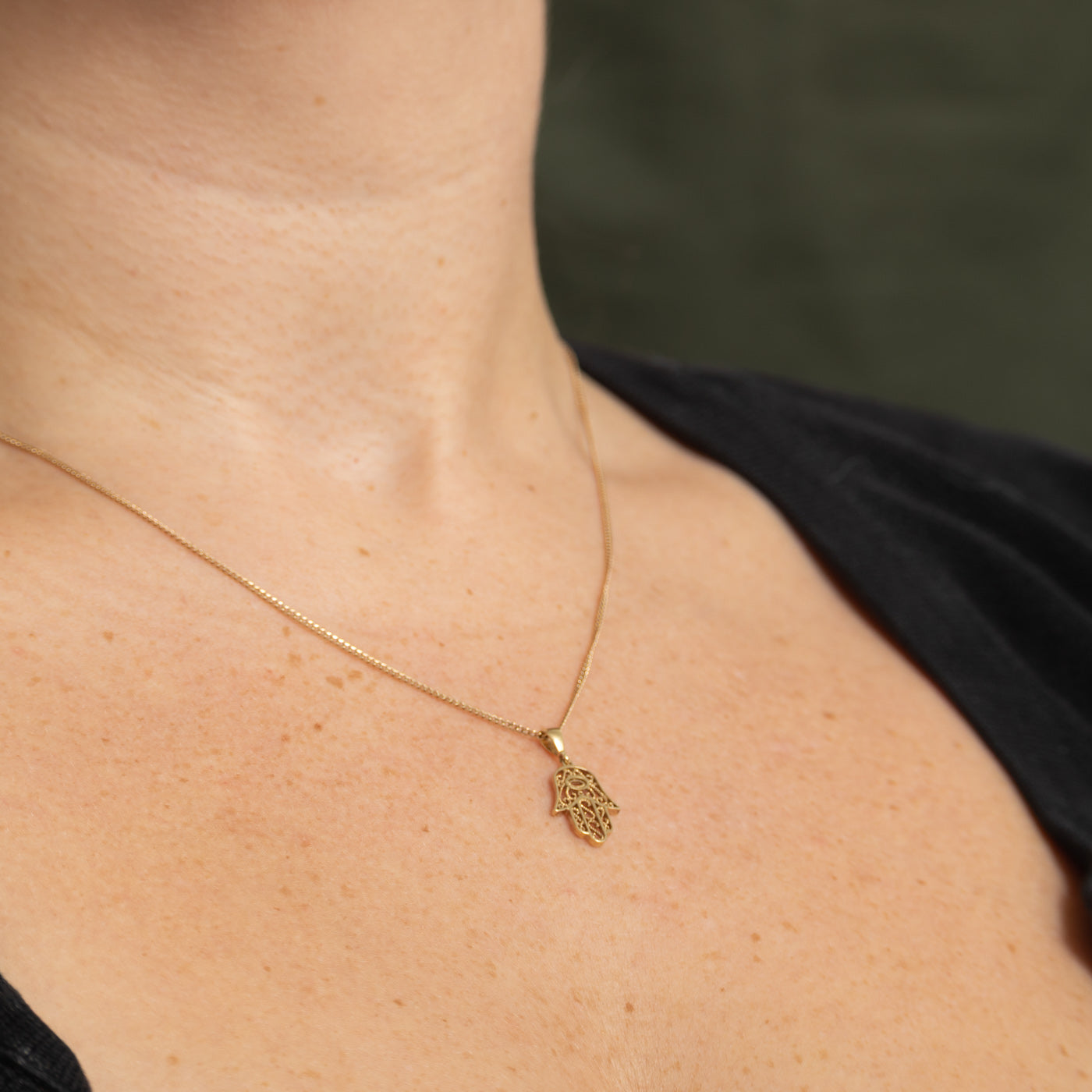 10k Yellow Gold Hamsa Pendant