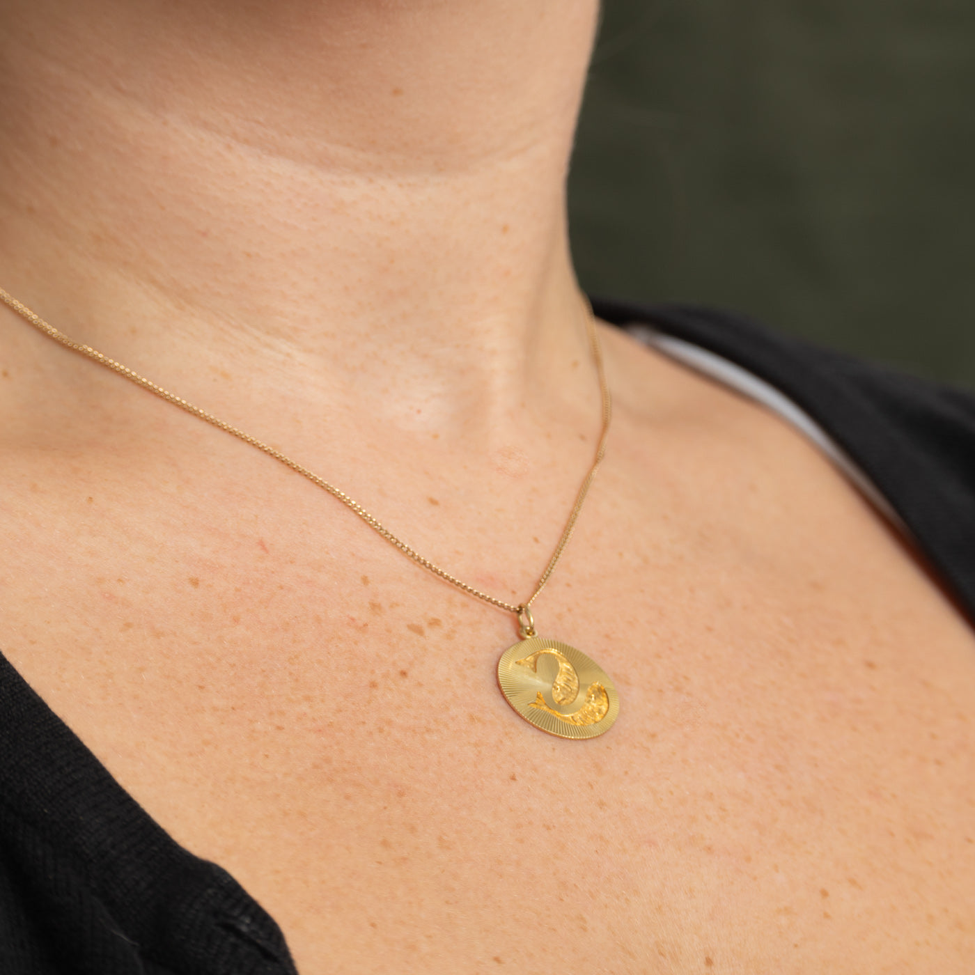 14k Yellow Gold Pisces Zodiac Charm