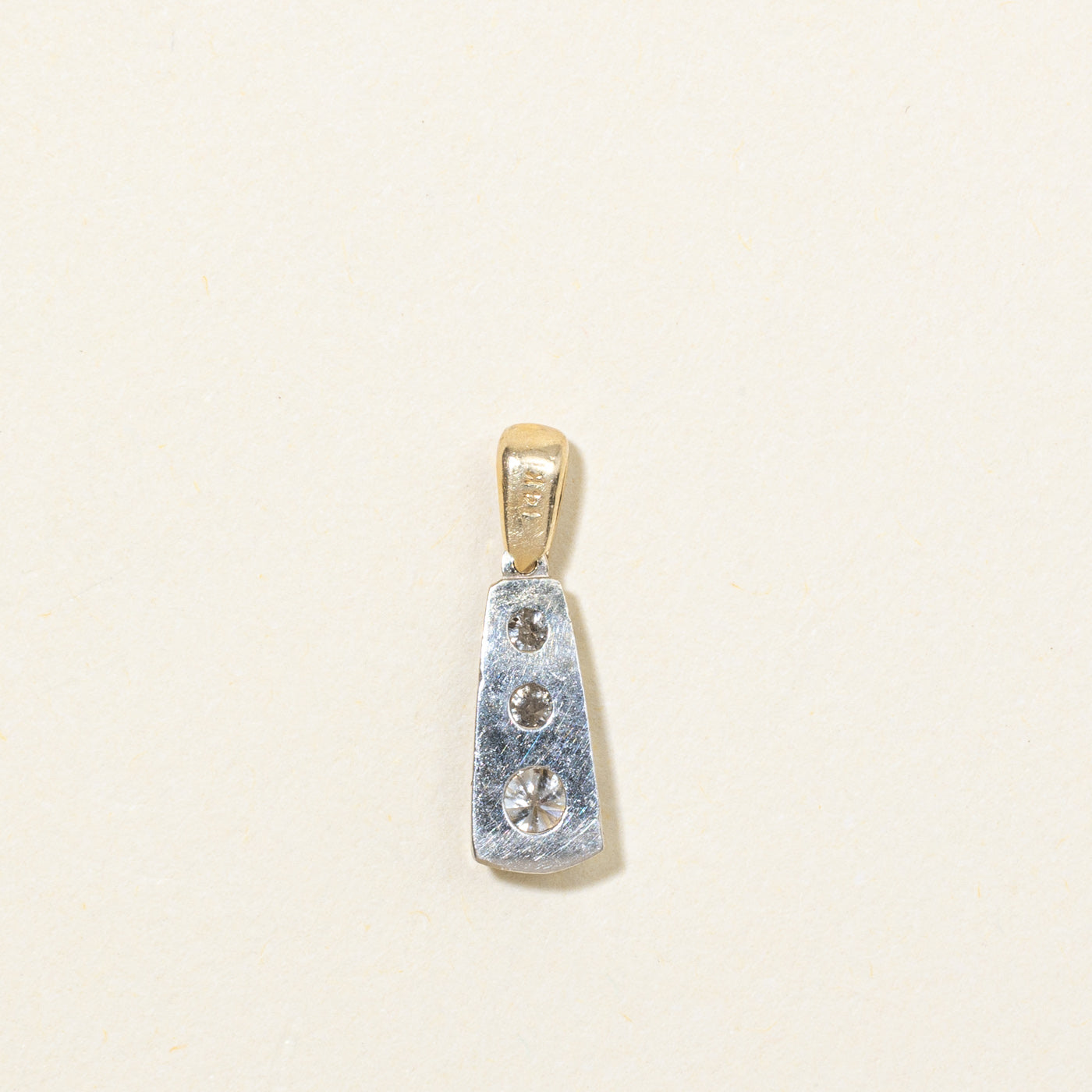 14K Three Stone Diamond Column Pendant