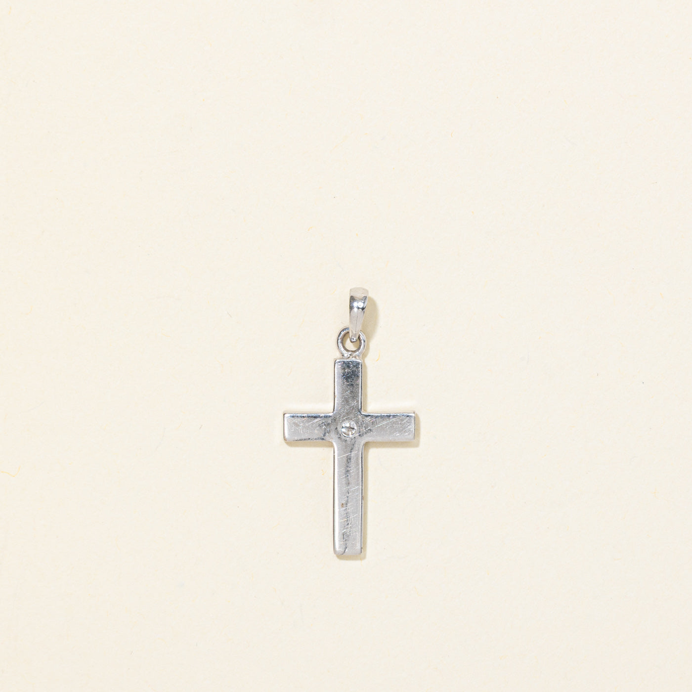 18K Flush Set Diamond Cross Pendant