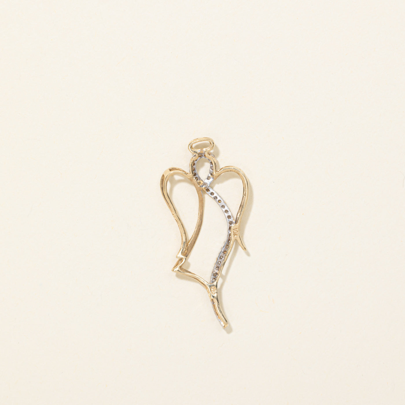 10K Diamond Monoline Angel Pendant