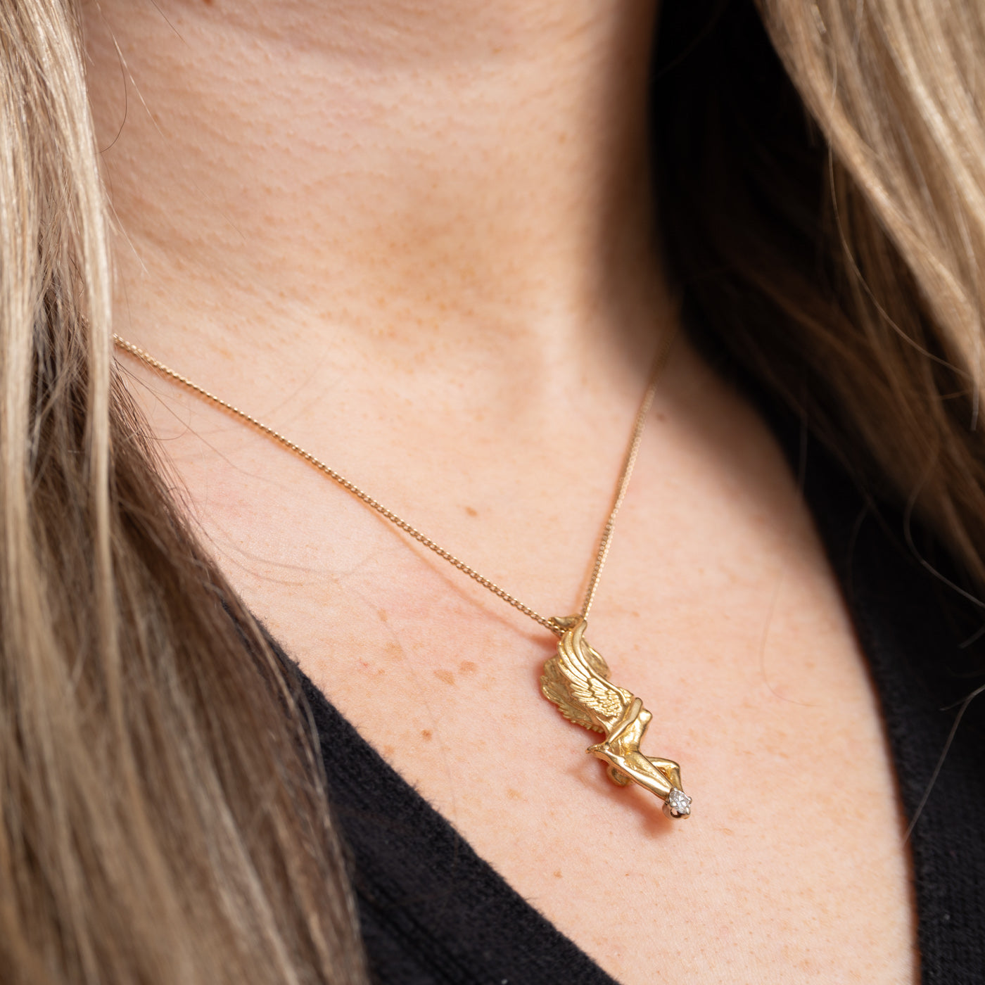 Pendentif ange en diamant 18 carats