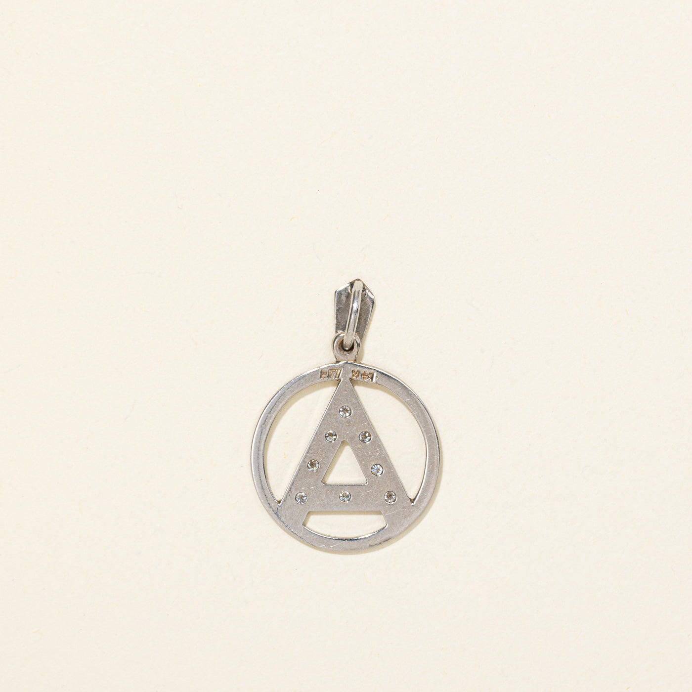 14K Diamond Triangle Framed Pendant