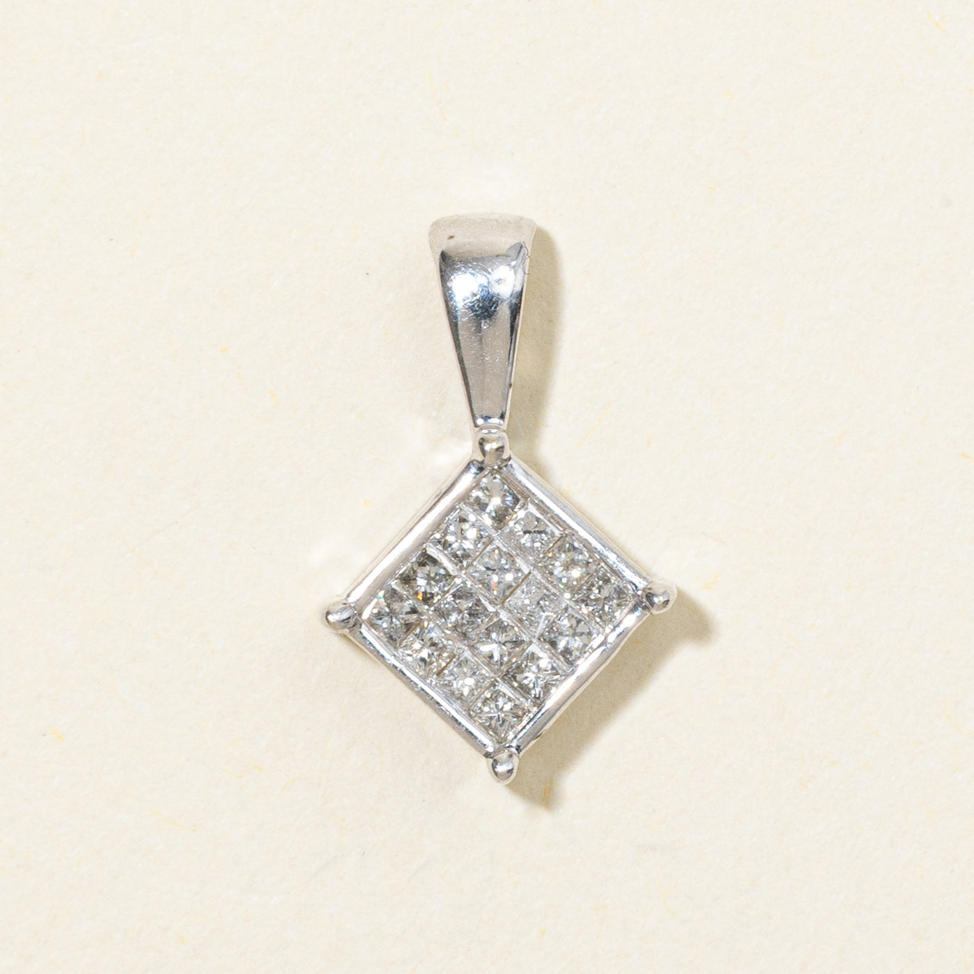 14K Invisible Set Square Pendant
