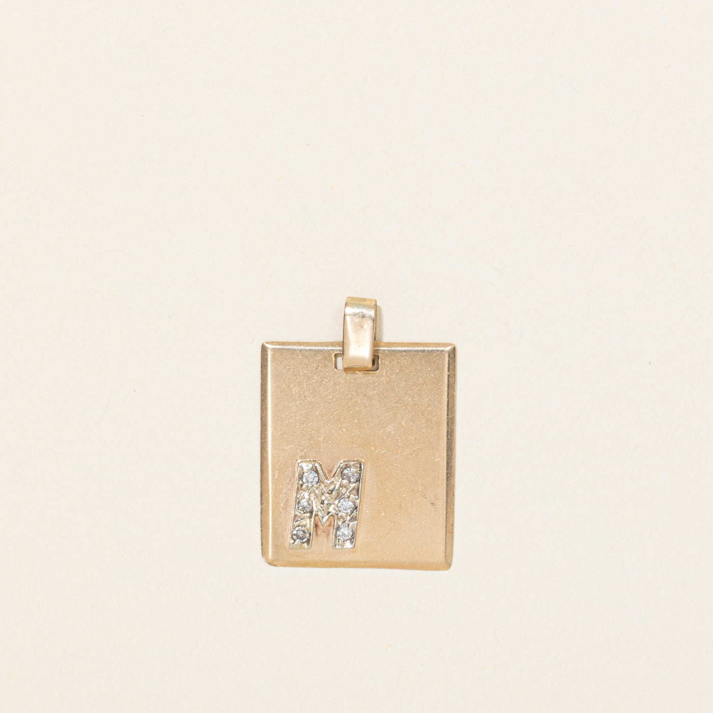 14K "M" Initial Tag Pendant