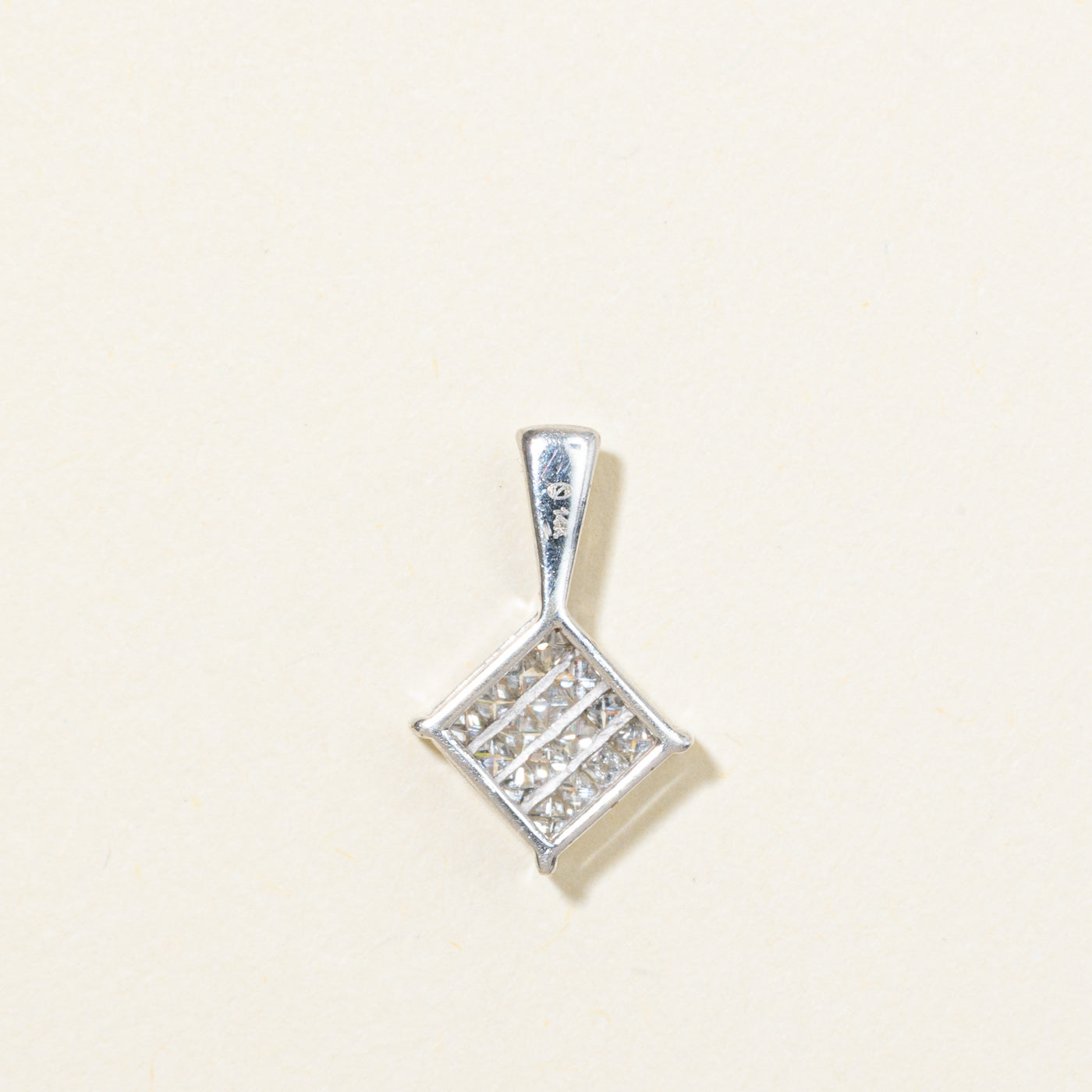 14K Invisible Set Square Pendant