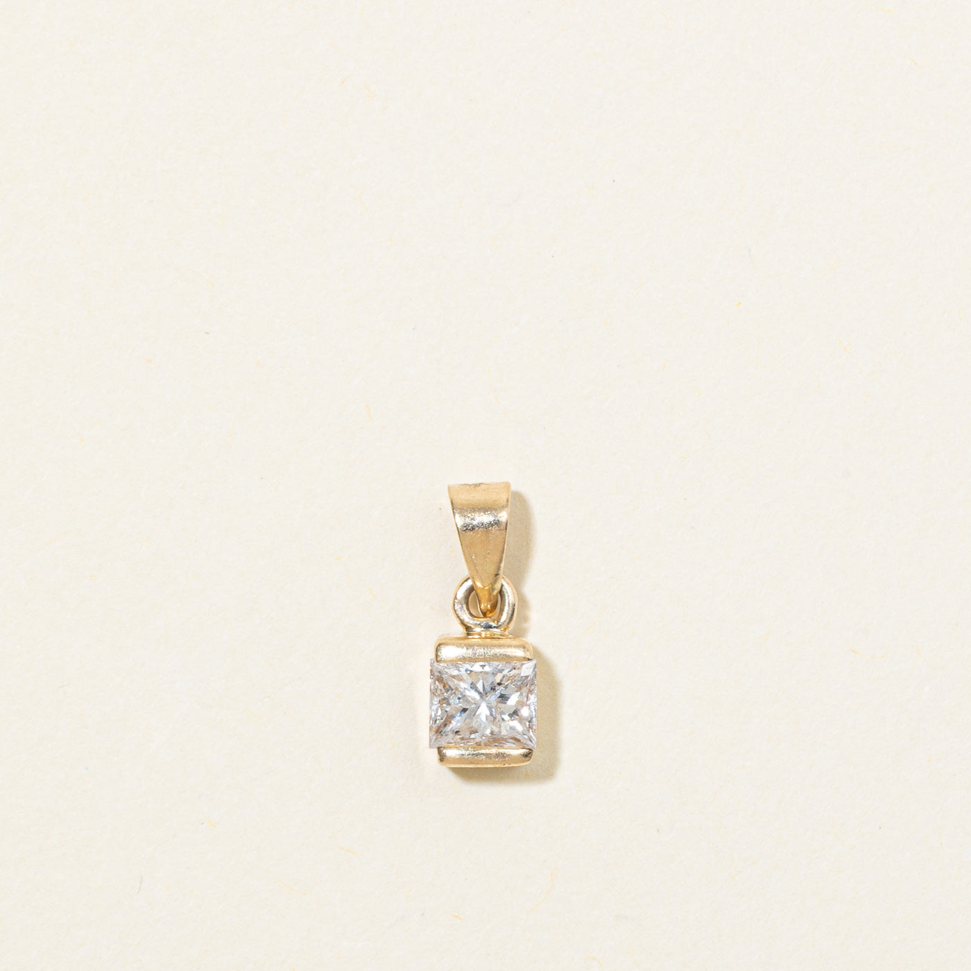 14K Tension Set Princess Cut Diamond Pendant