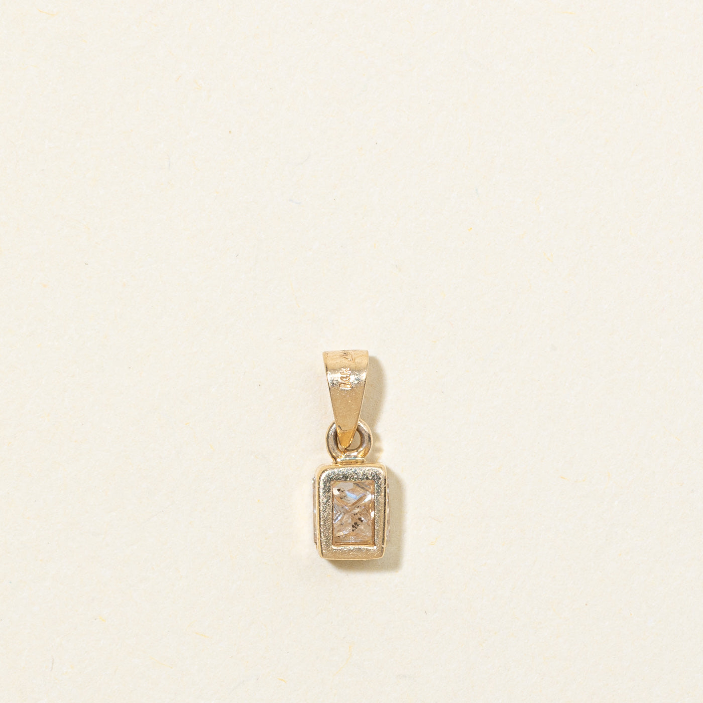 14K Tension Set Princess Cut Diamond Pendant