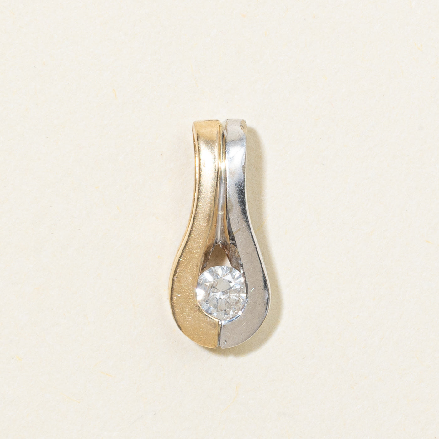 10K Two Tone Gold Diamond Pendant
