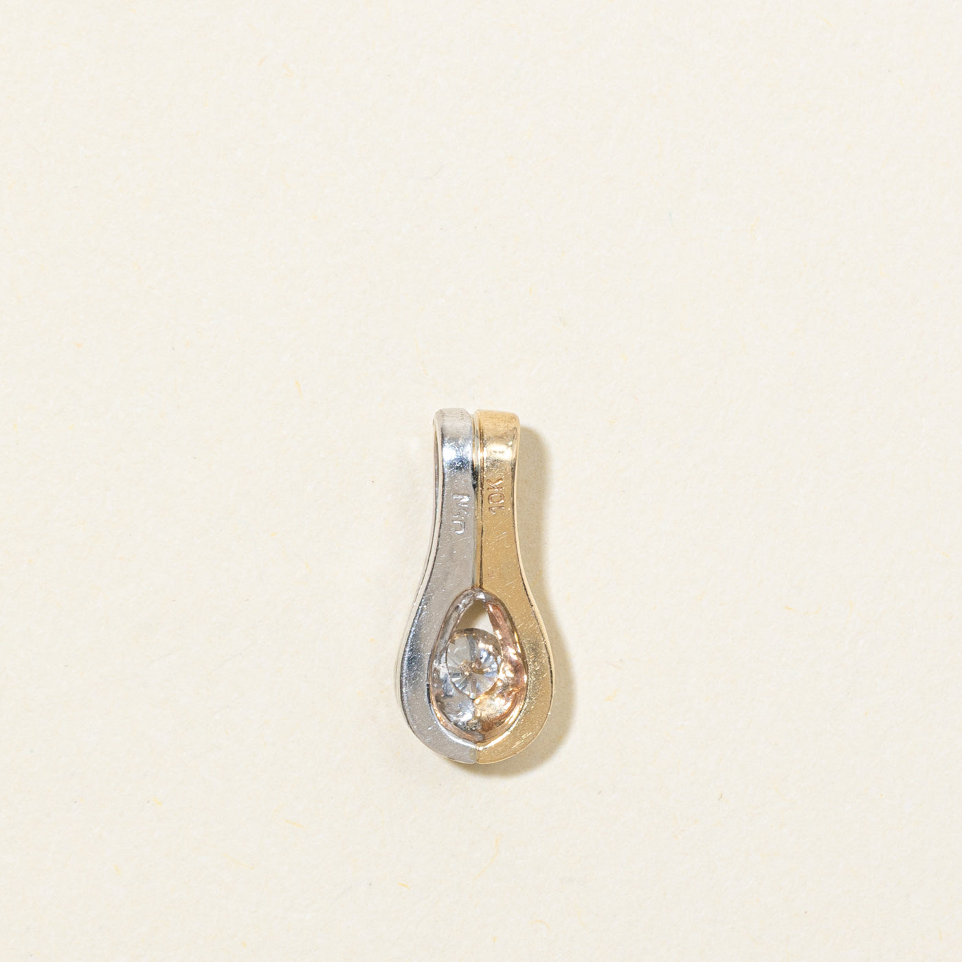 10K Two Tone Gold Diamond Pendant